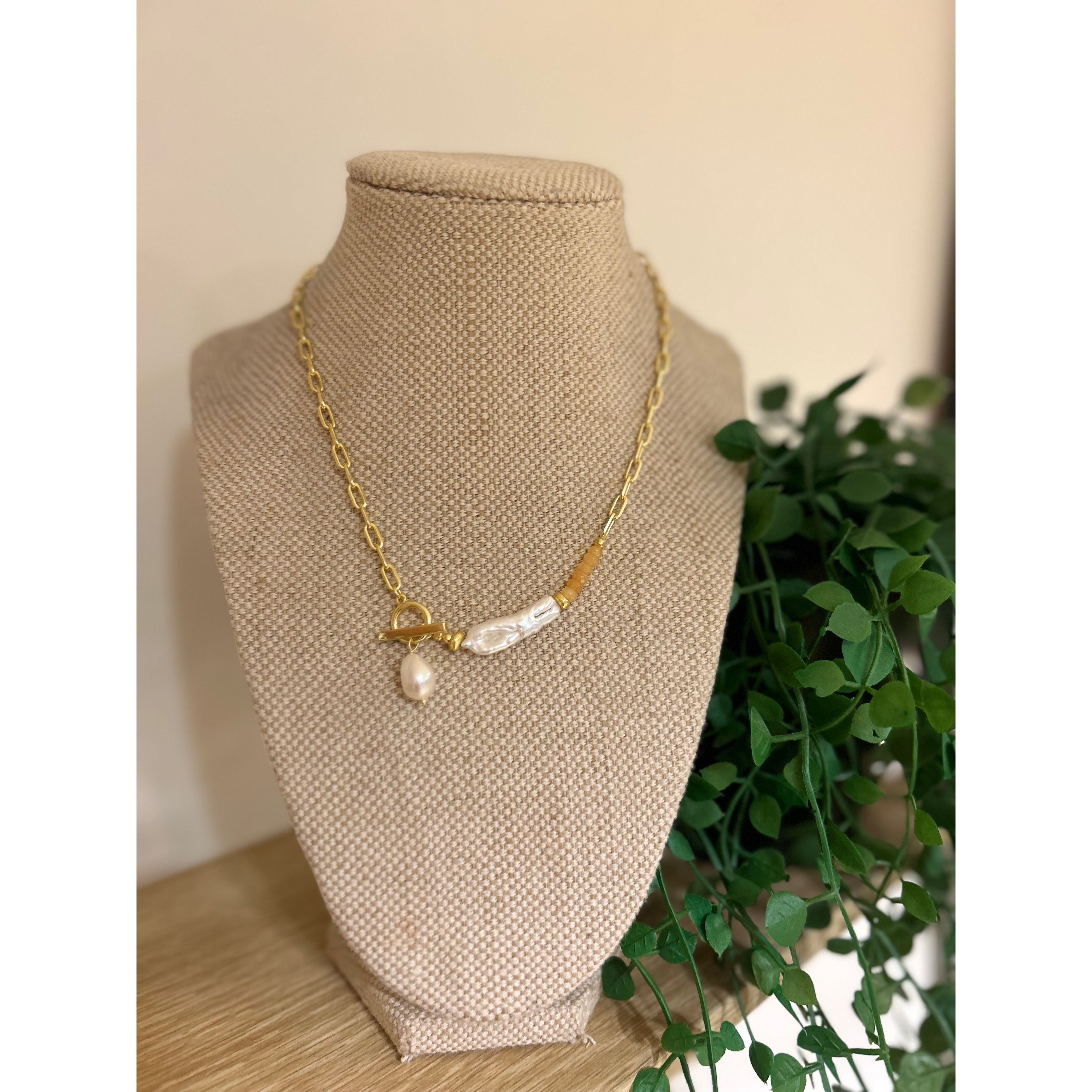 Gold and Peach Necklace