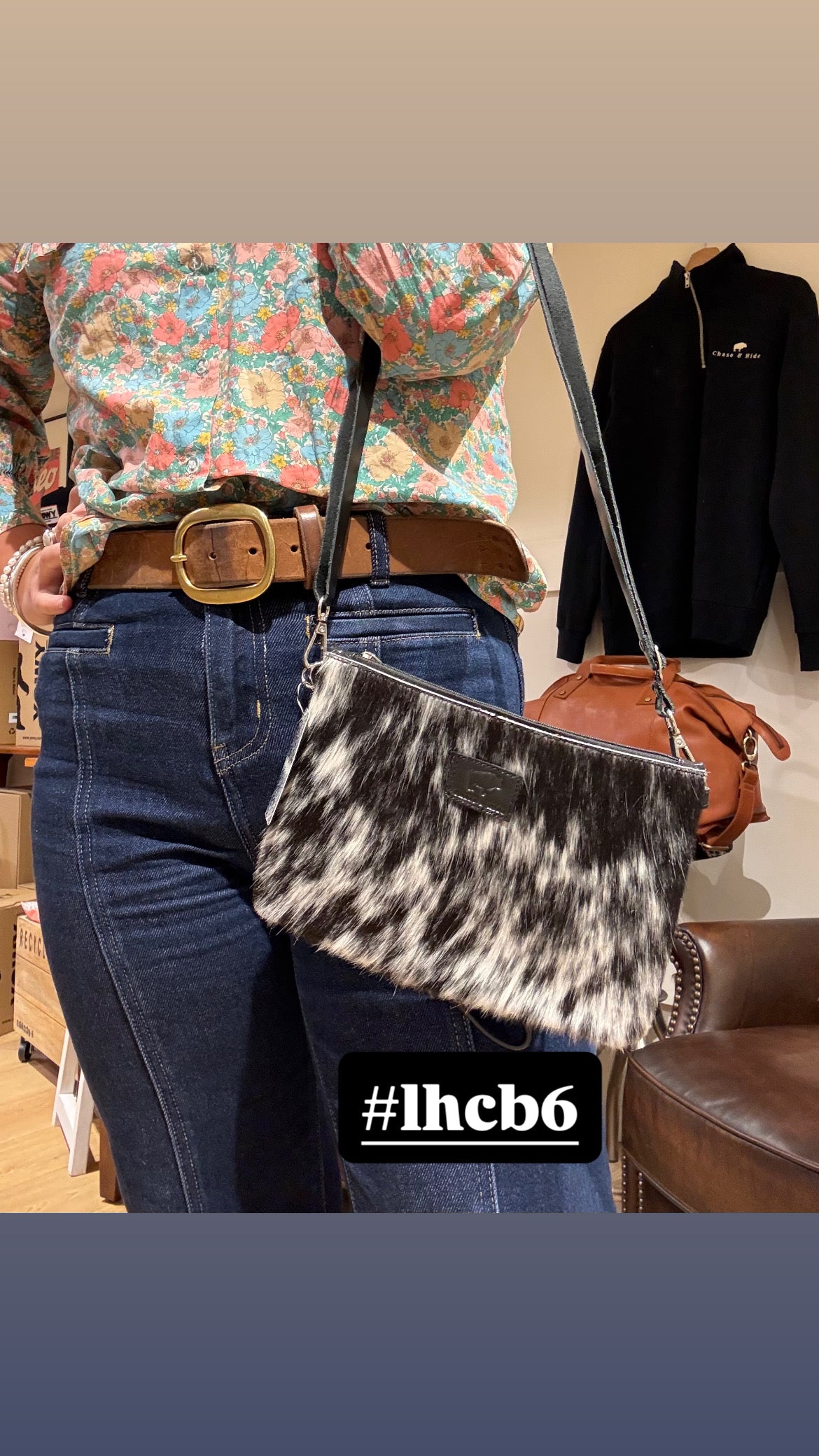 Large Hide Clutch/ Crossbody bag