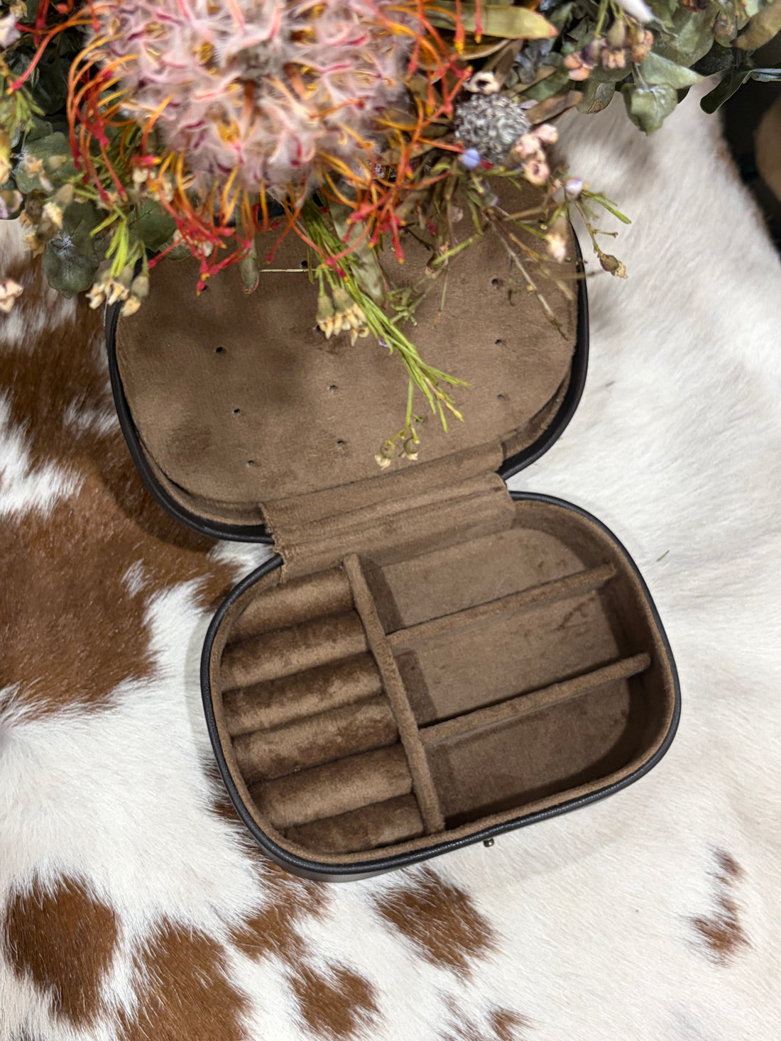 Small Hide and Leather Jewellery Box