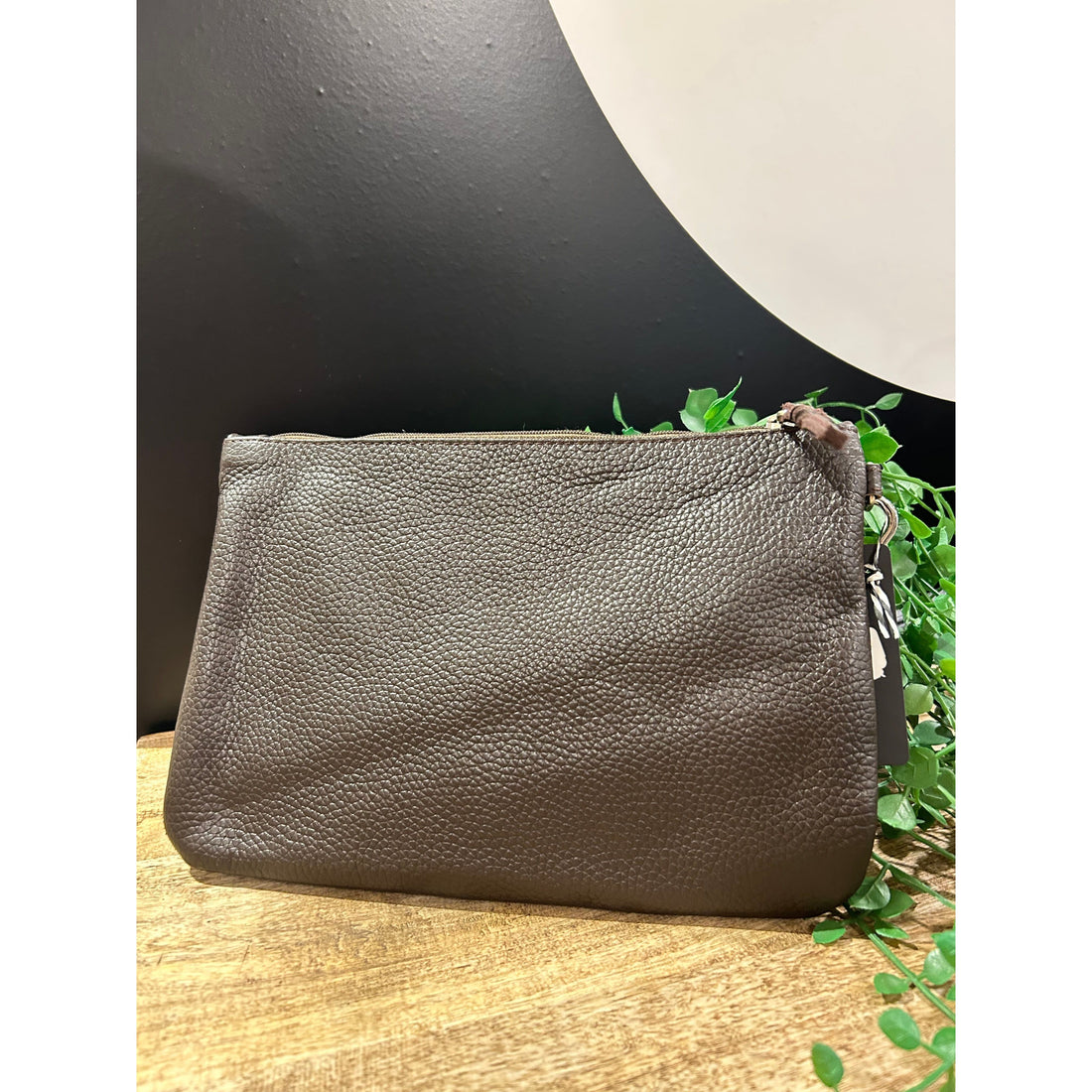 Large Dark Brown Leather Clutch