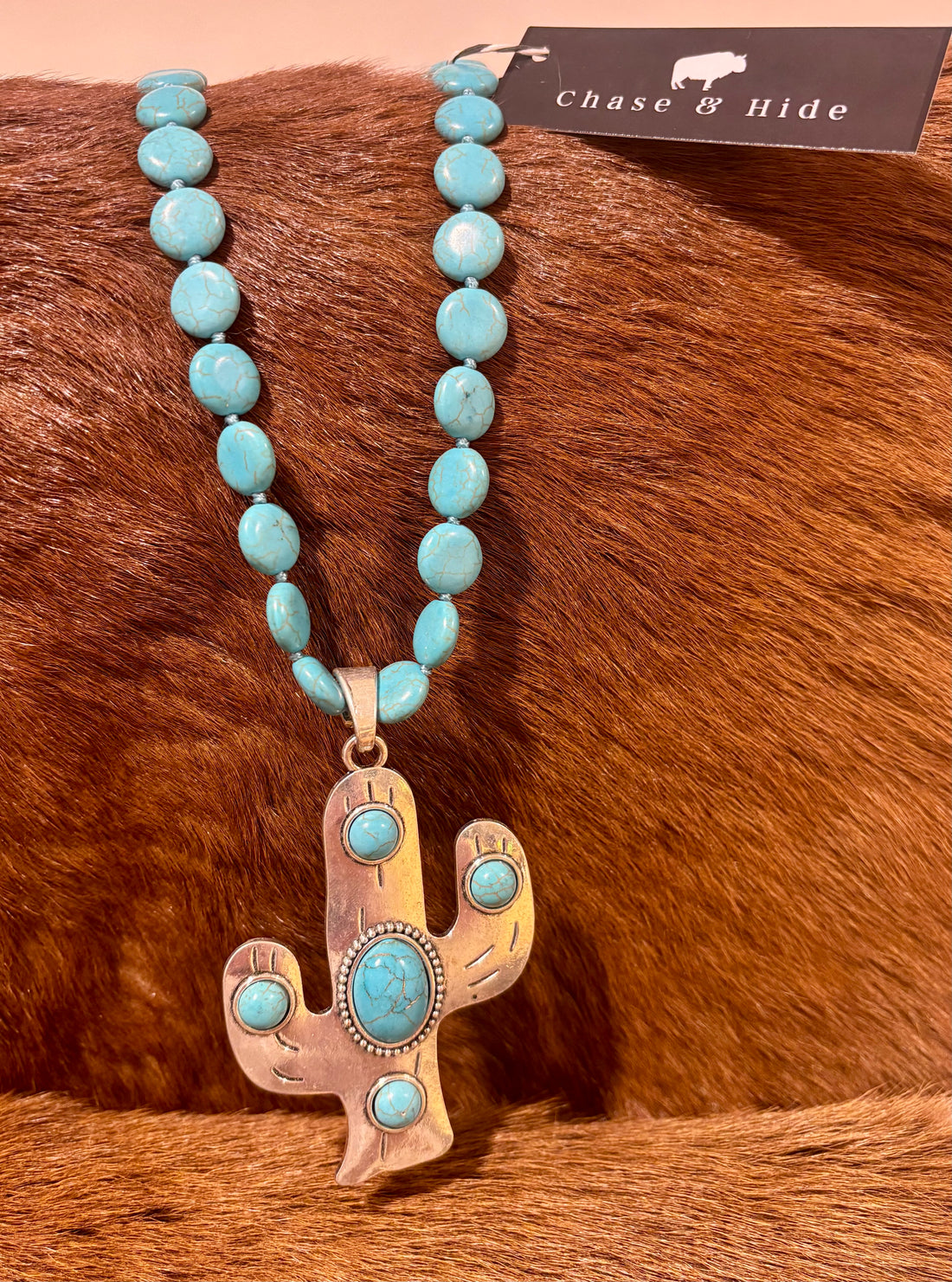 Silver cactus turquoise beads
