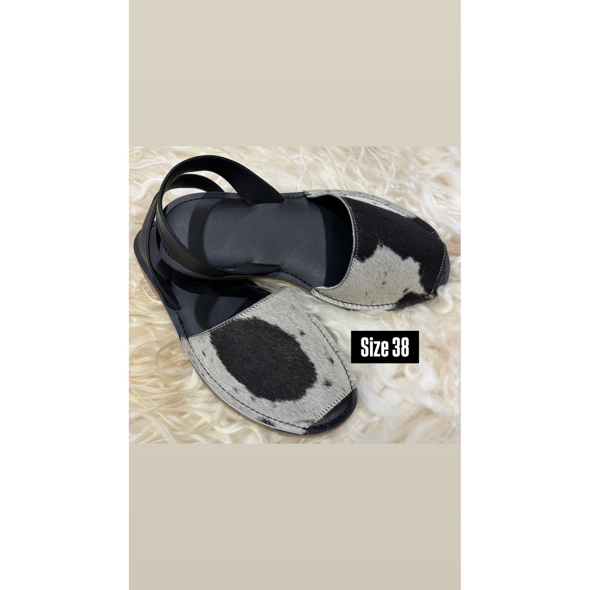 Black Cowhide Shoes Sling Back
