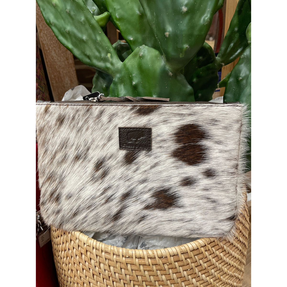 Large Chocolate Hide Clutch