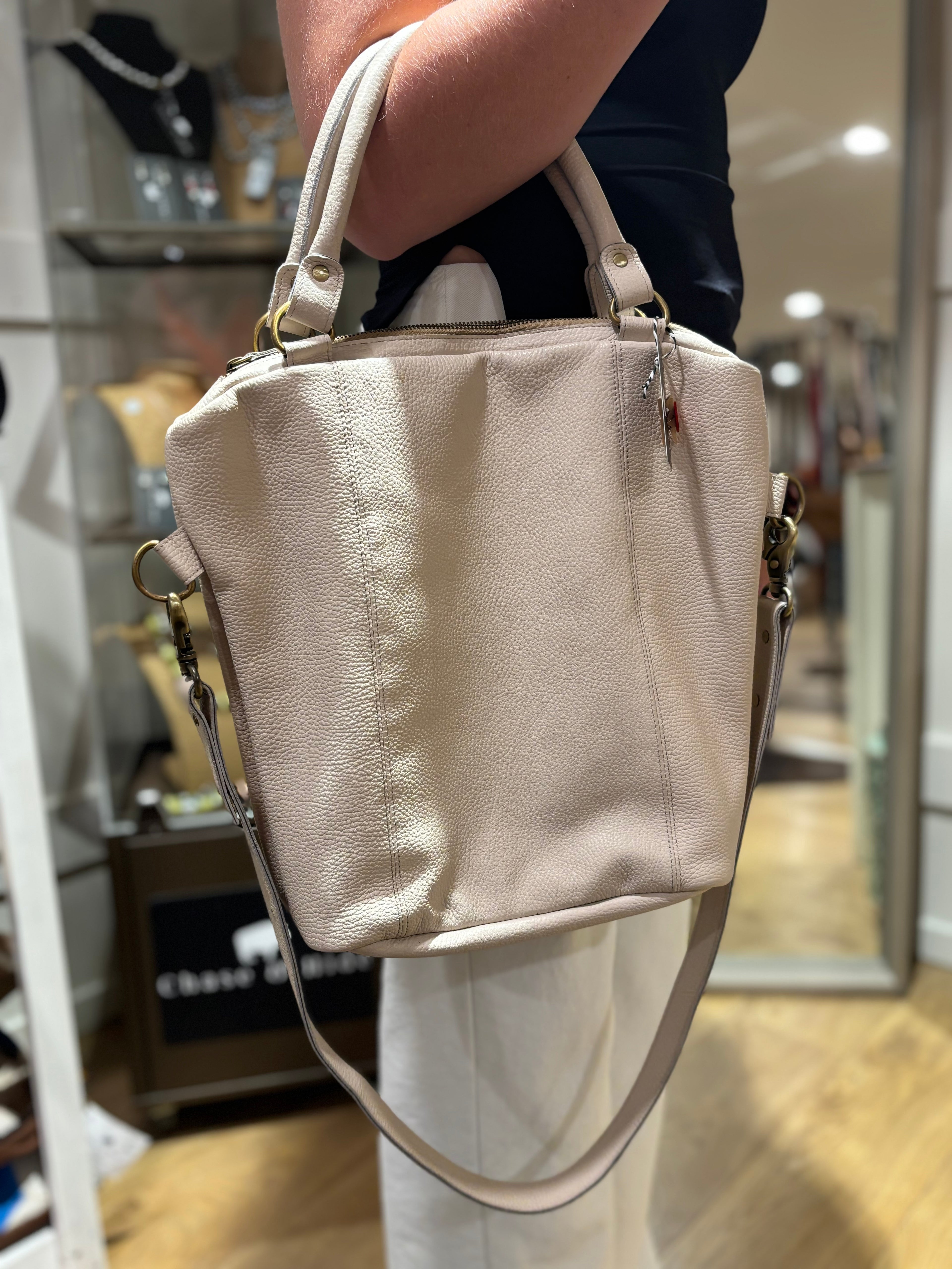 Cream Leather shoulder bag