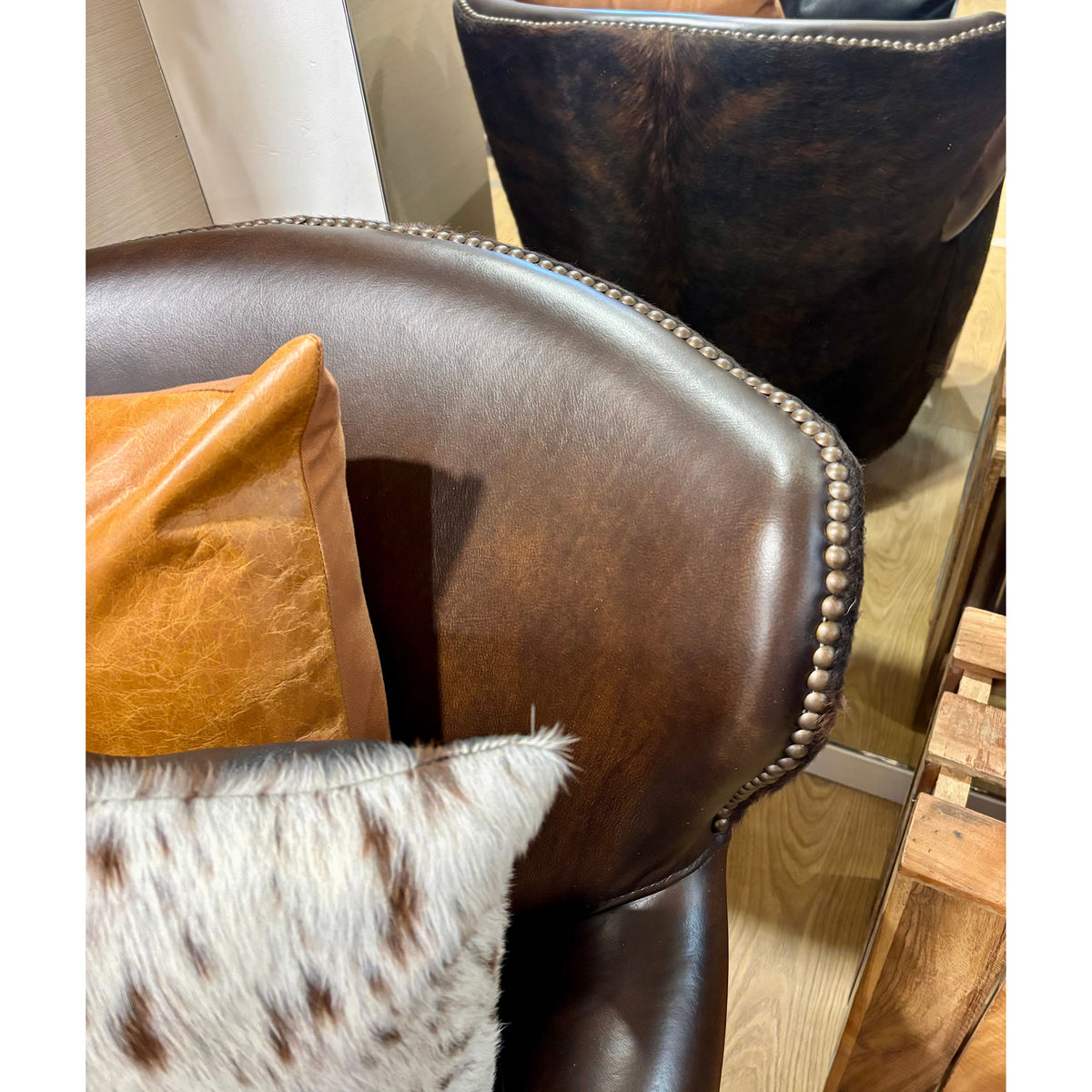 Brindle Cowhide Leather Arm Chair