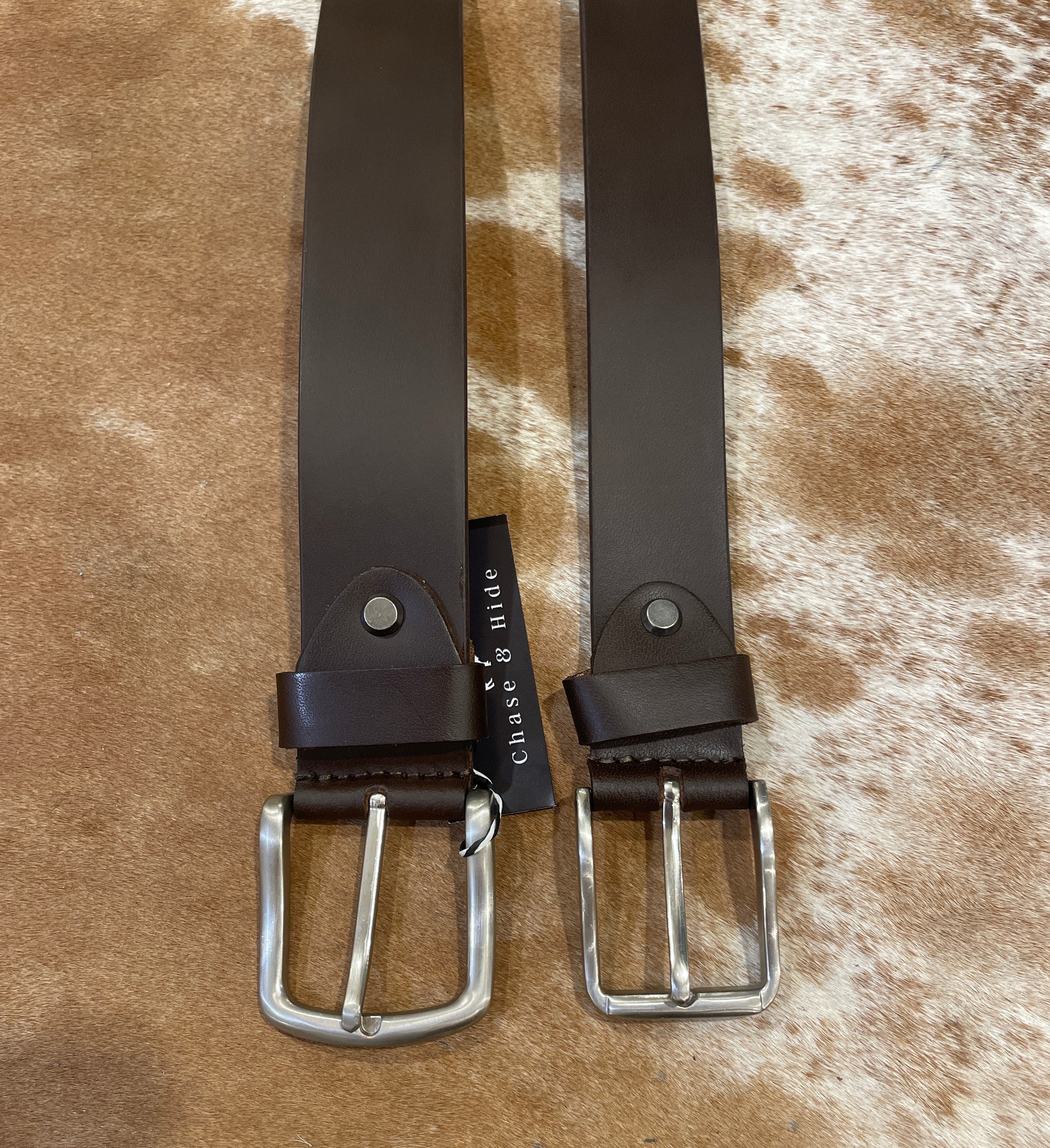 Leather Belt with Silver Buckle