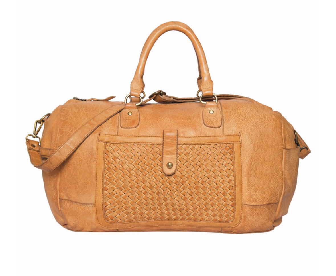 The Woven Washed Leather Travel bag