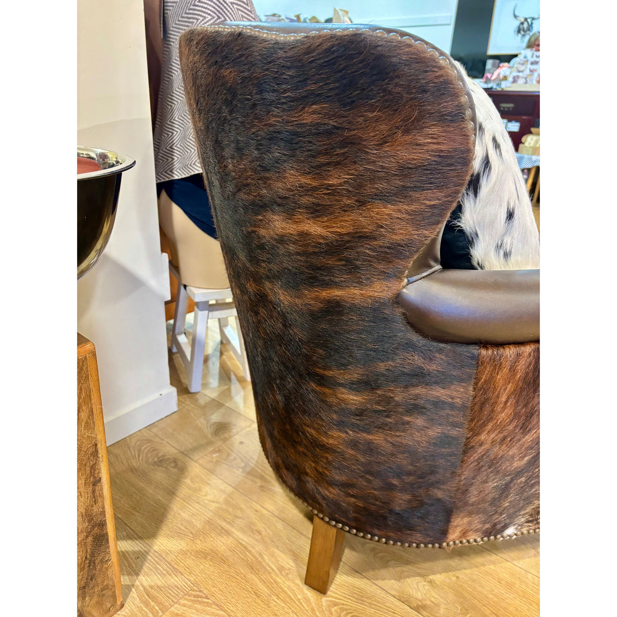 Brindle Cowhide Leather Arm Chair
