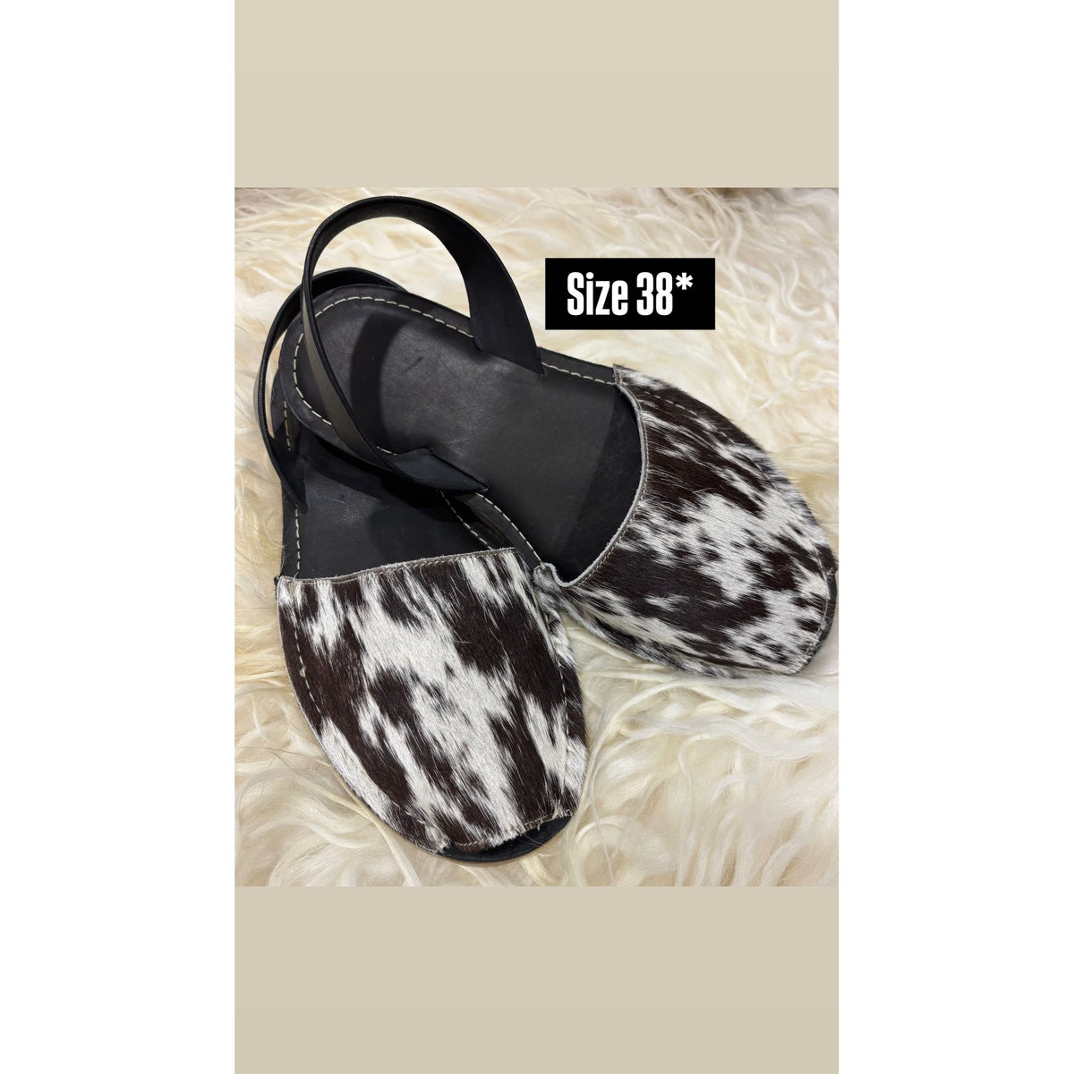 Black Cowhide Shoes Sling Back