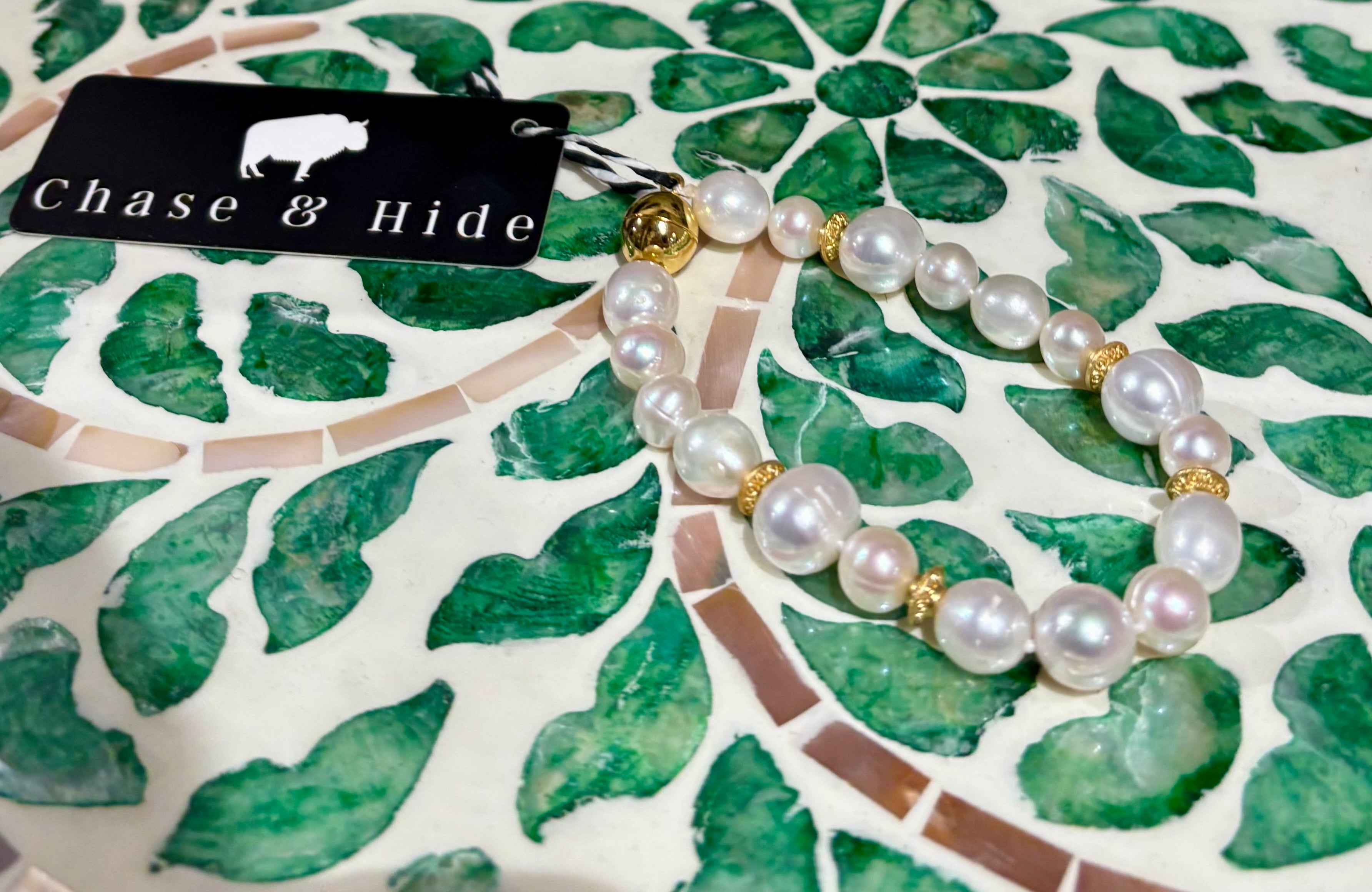 Freshwater Pearls and gold plated bead bracelet