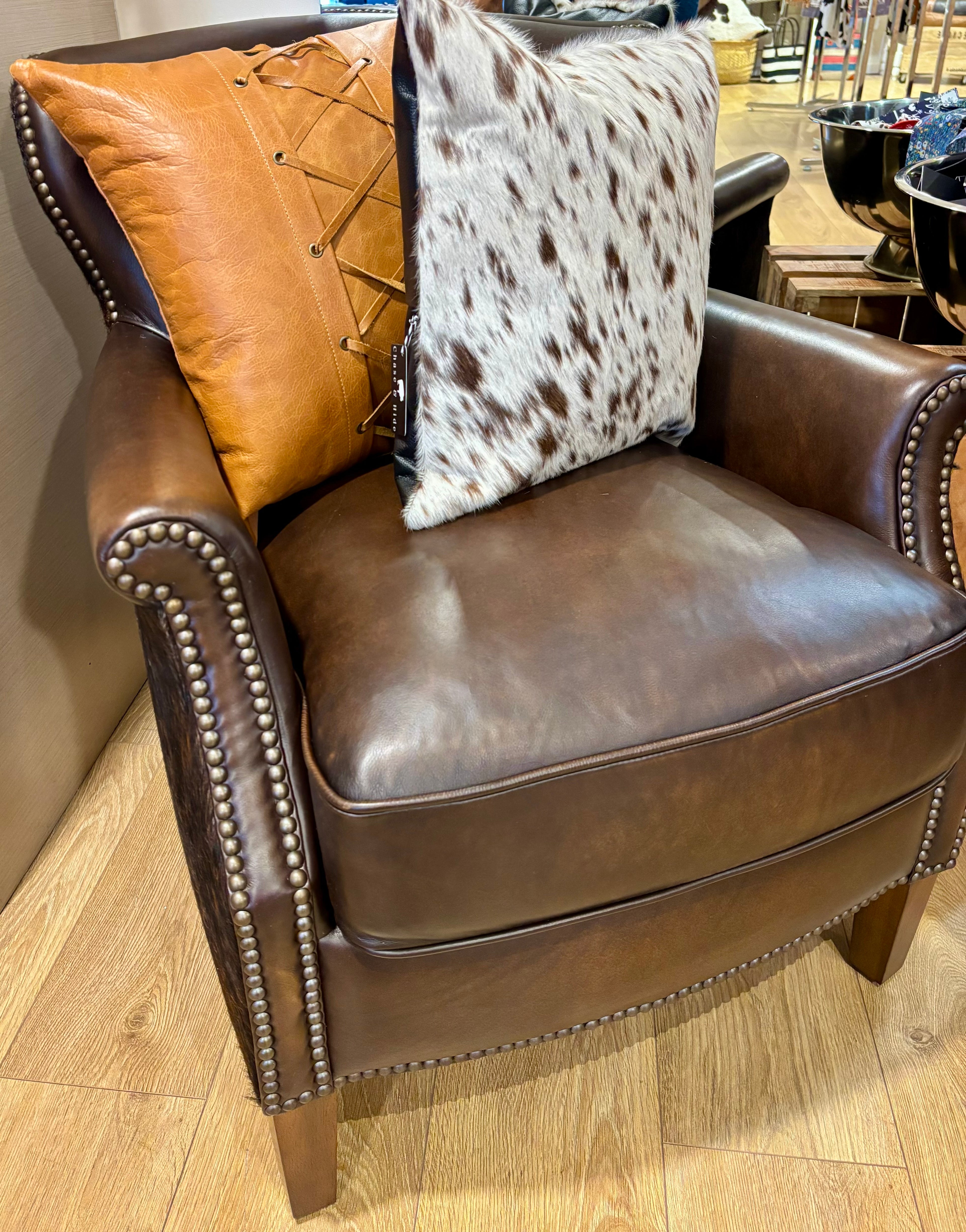 Cowhide Leather Arm Chair