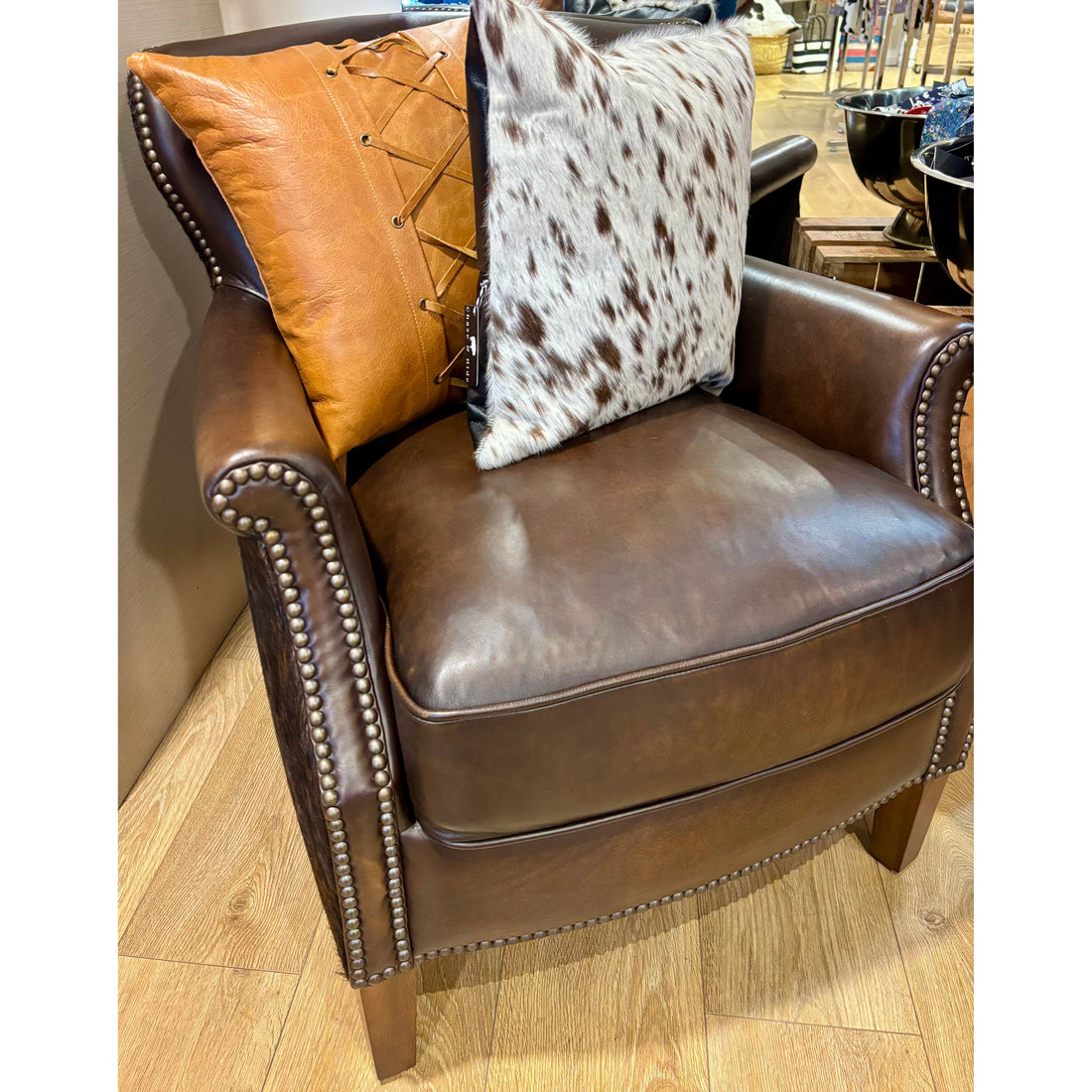 Brindle Cowhide Leather Arm Chair