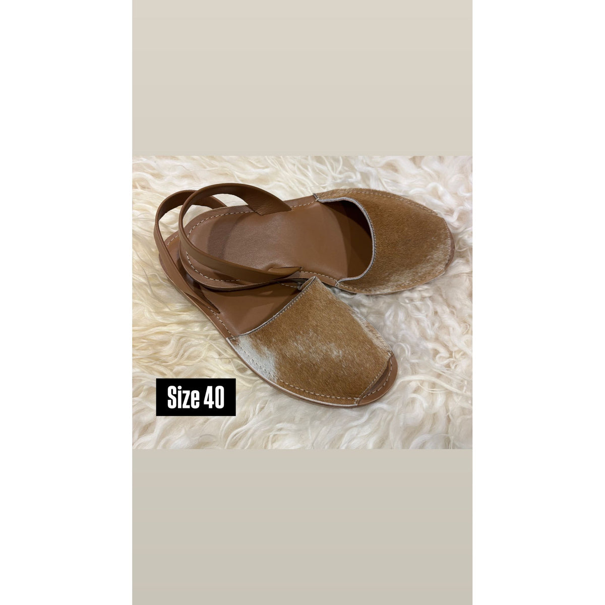 Tan Cowhide Shoes Sling Back