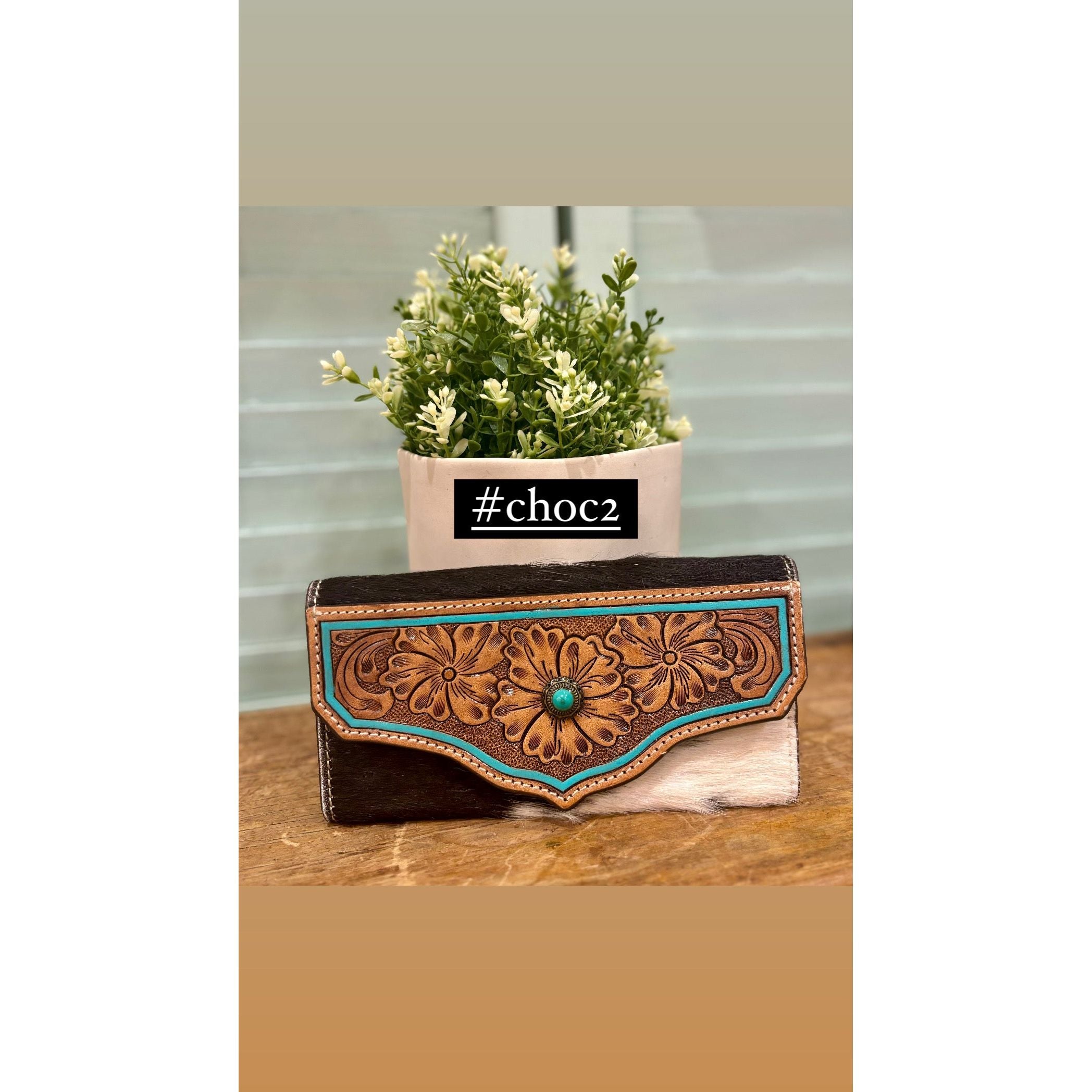 Hand Painted Tooling Leather Trifold Wallet – AW30
