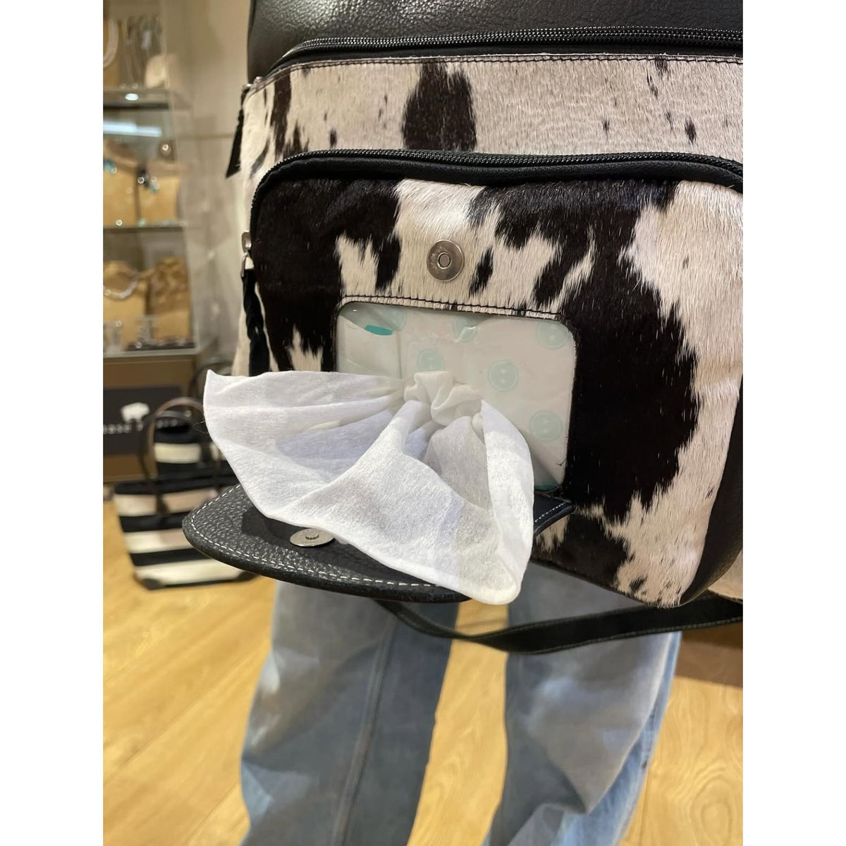Cowhide and tooling leather nappy / Large Bag