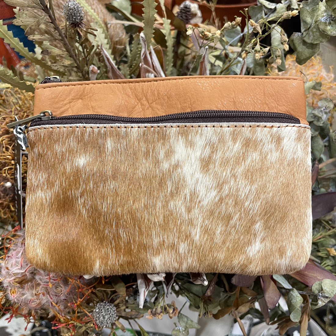 Double Zip Cowhide Clutch