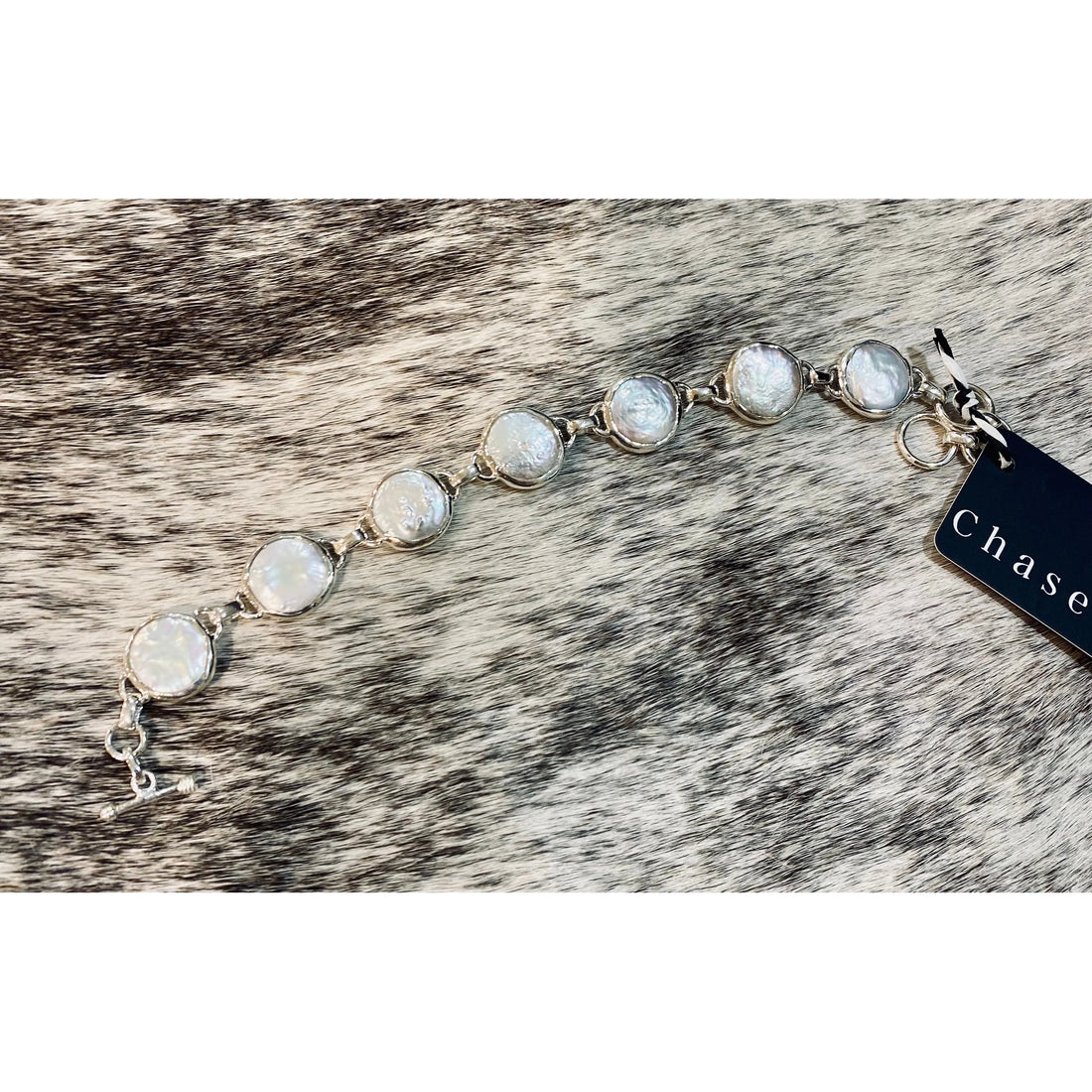 Freshwater Coin Pearl and sterling Silver Bracelet