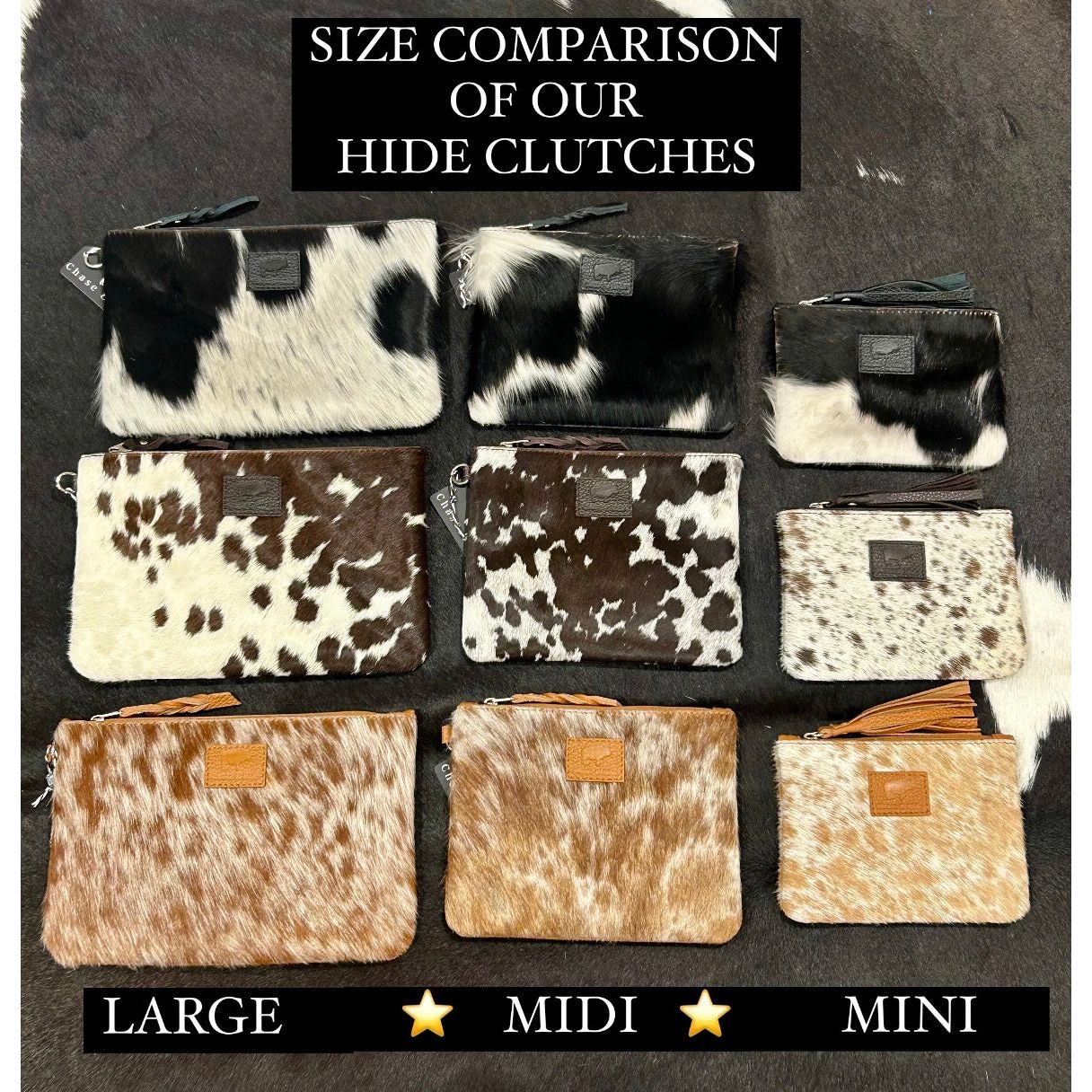 Large Hide Tan Clutch