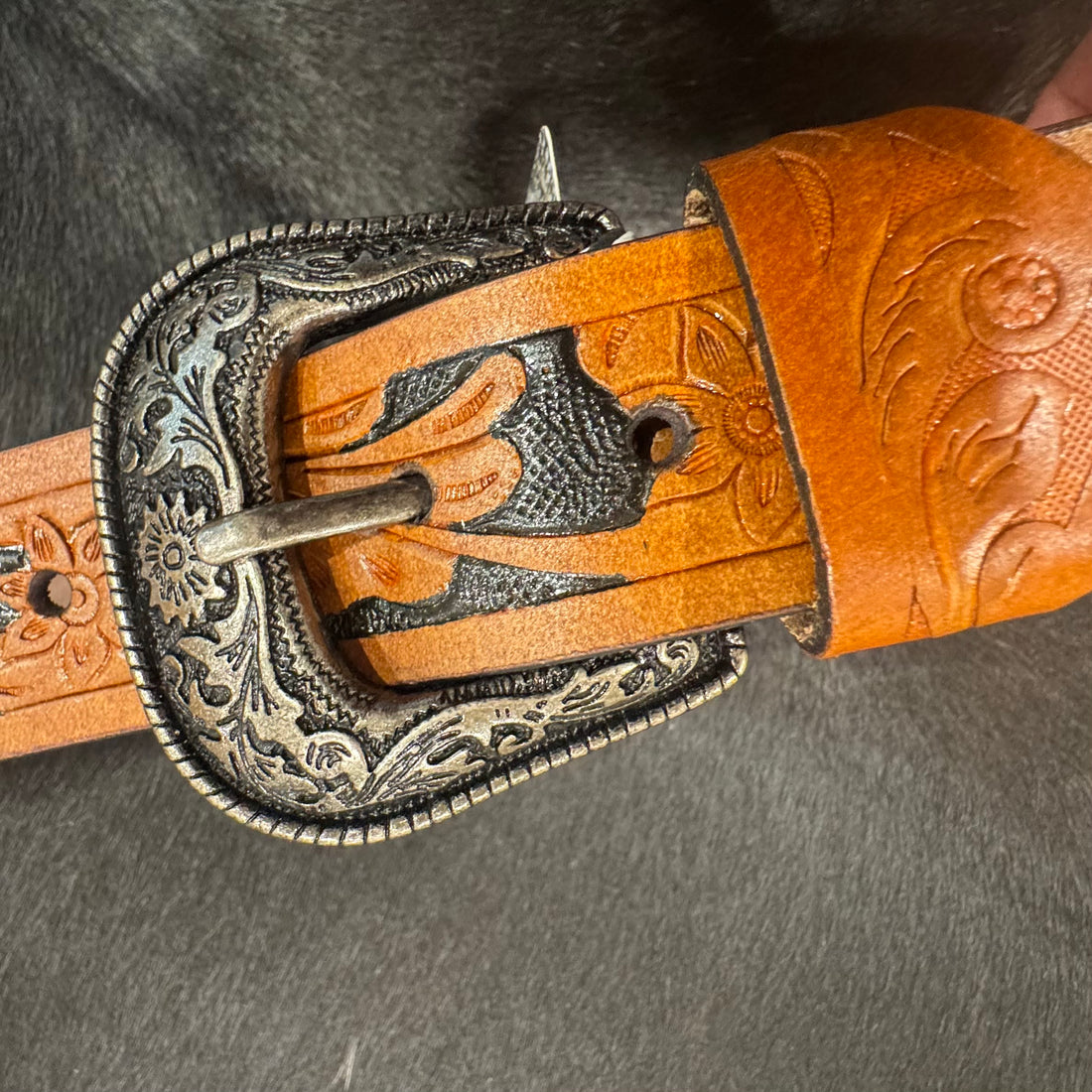 Two Tone Embossed Dark Belt