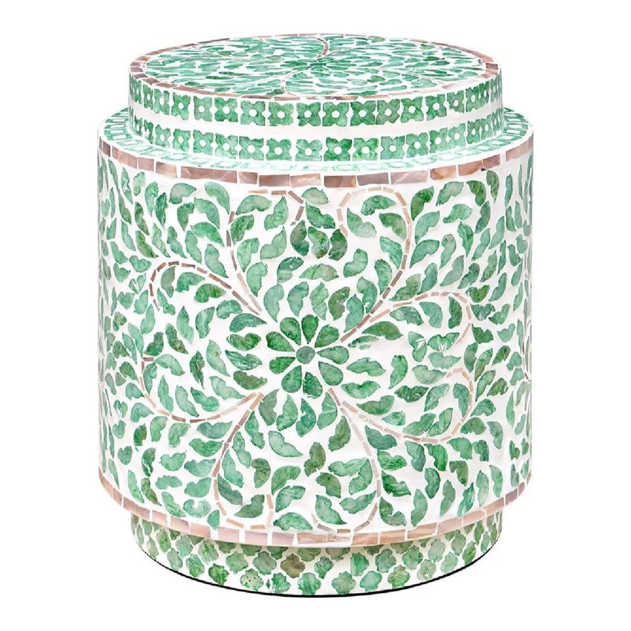 Green Shell Inlay Side Table