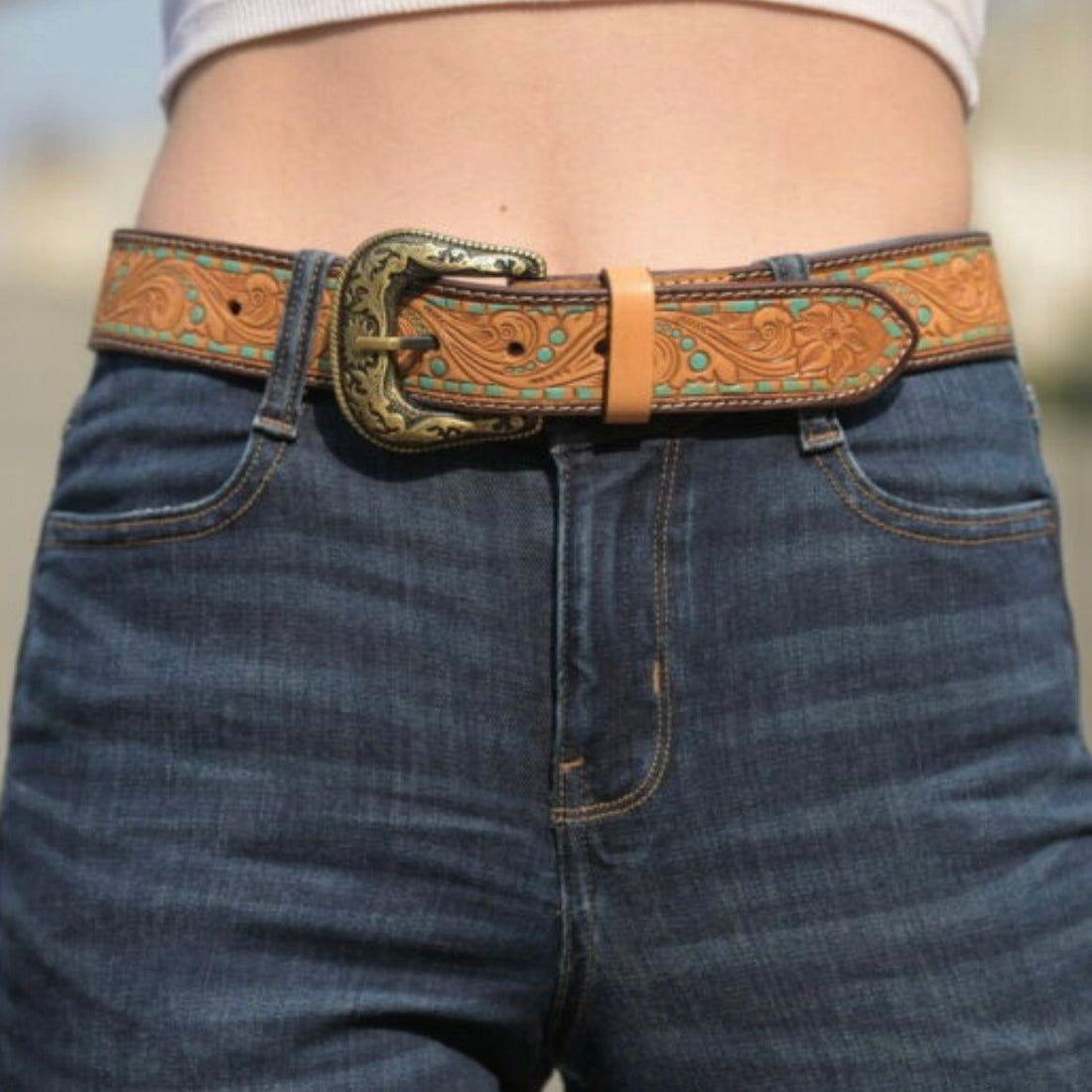 TURQUOISE BELT REMOVABLE BUCKLE