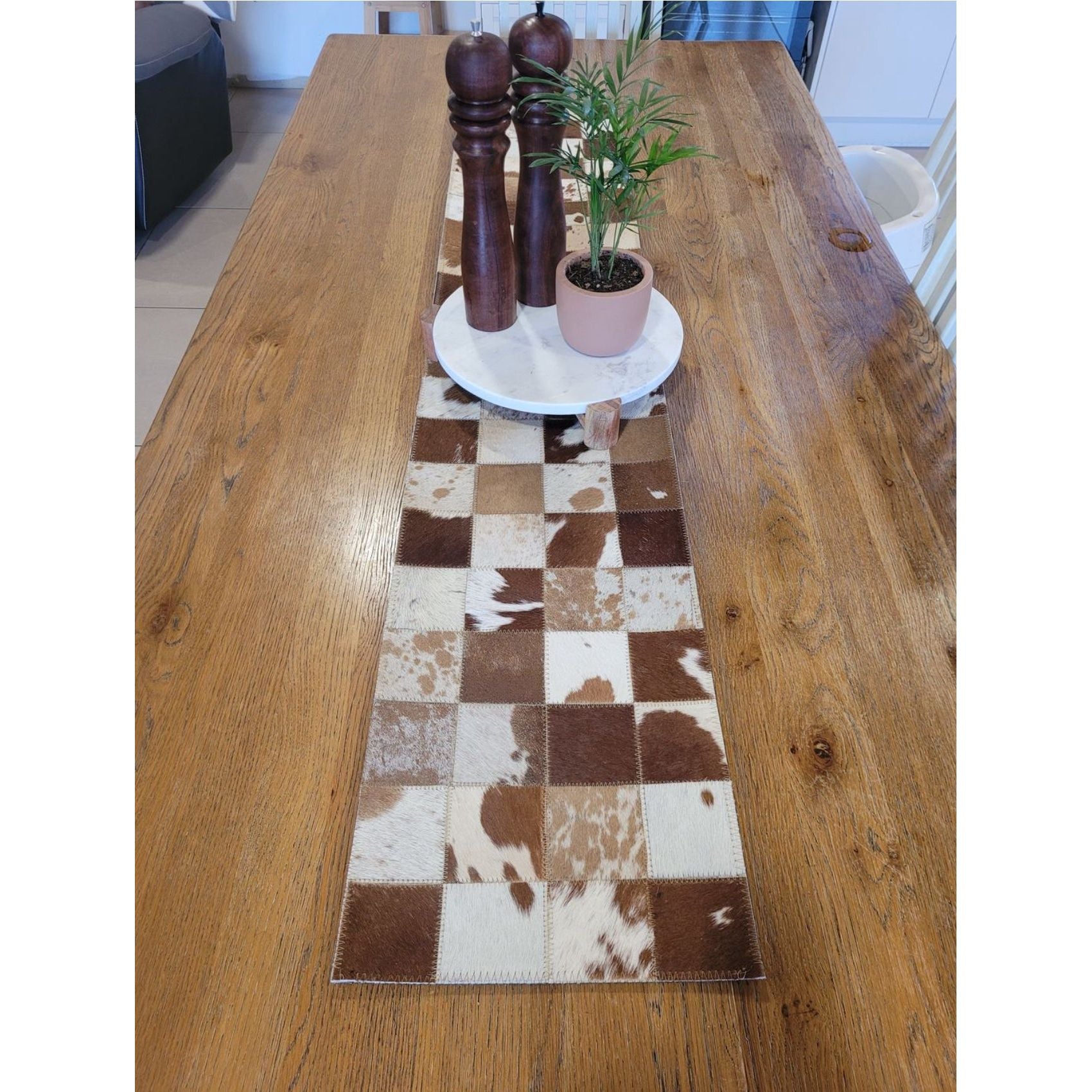 Cowhide table runner - choose your colours Patchwork.