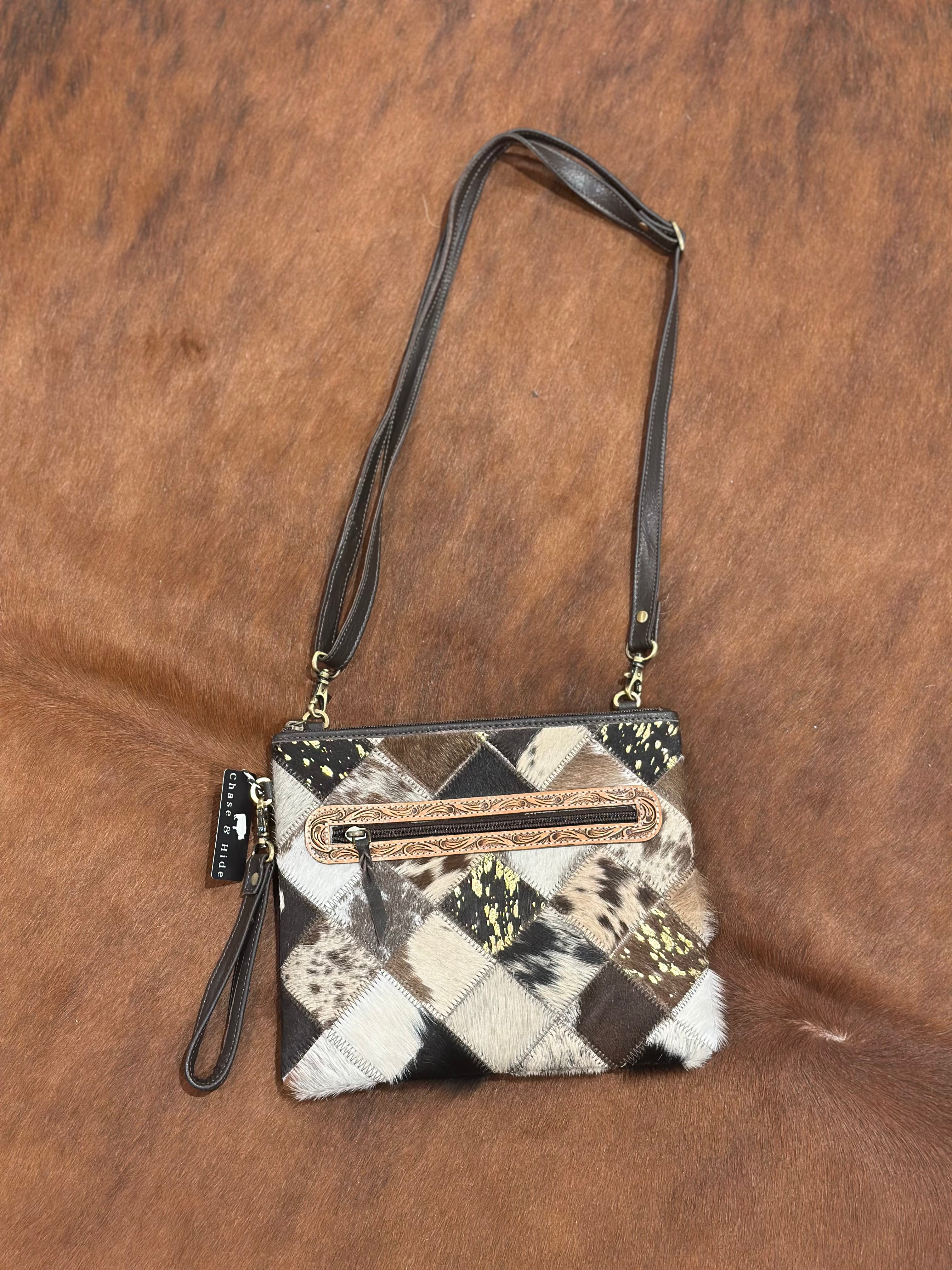 Patchwork cowhide Sling Bag