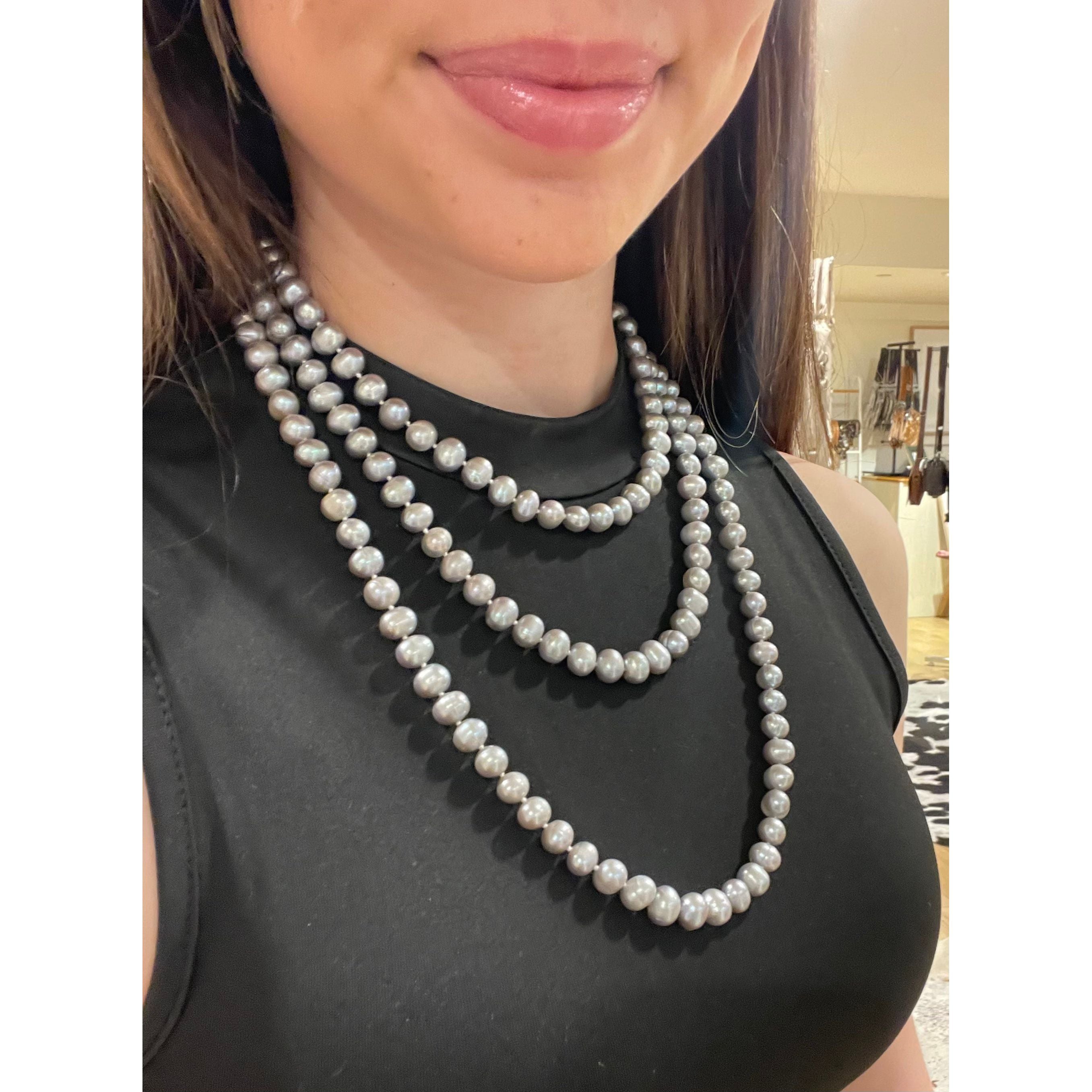 Grey Freshwater String of Pearls