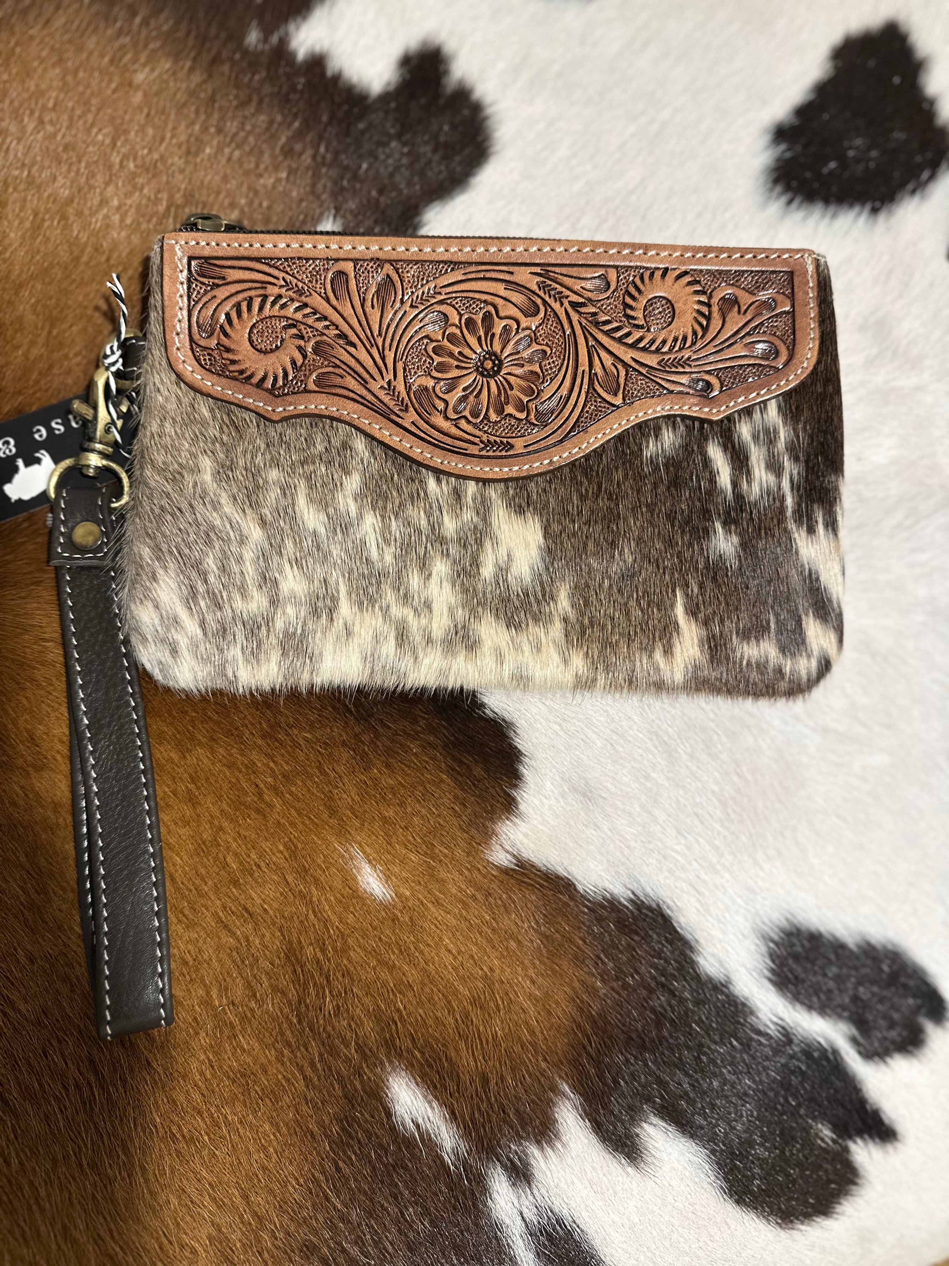 Mia Hide & tooled leather clutch