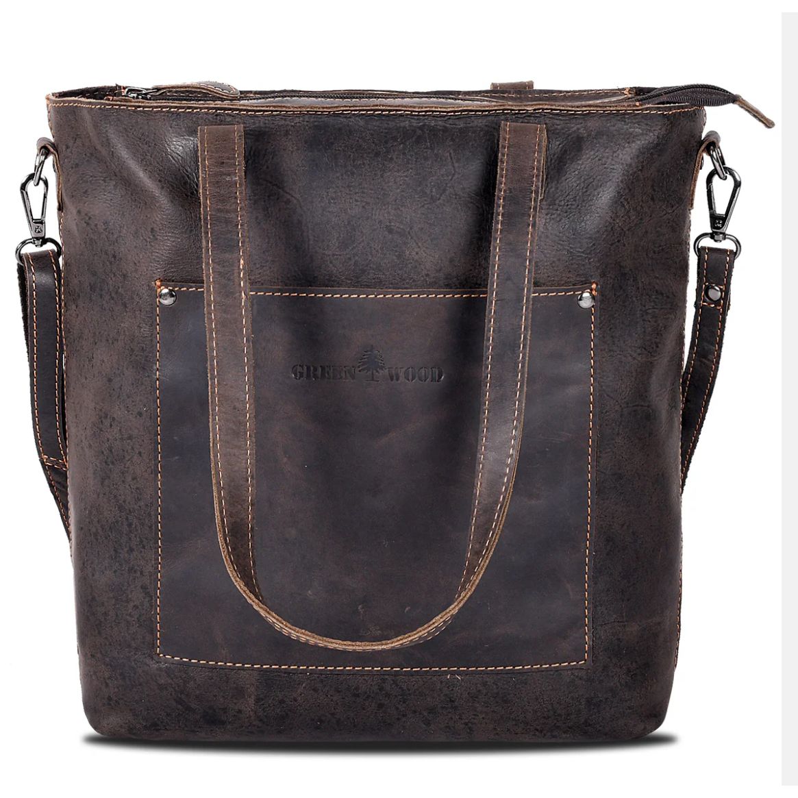 Brown leather tote