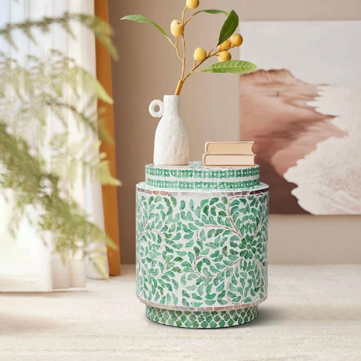 Green Shell Inlay Side Table