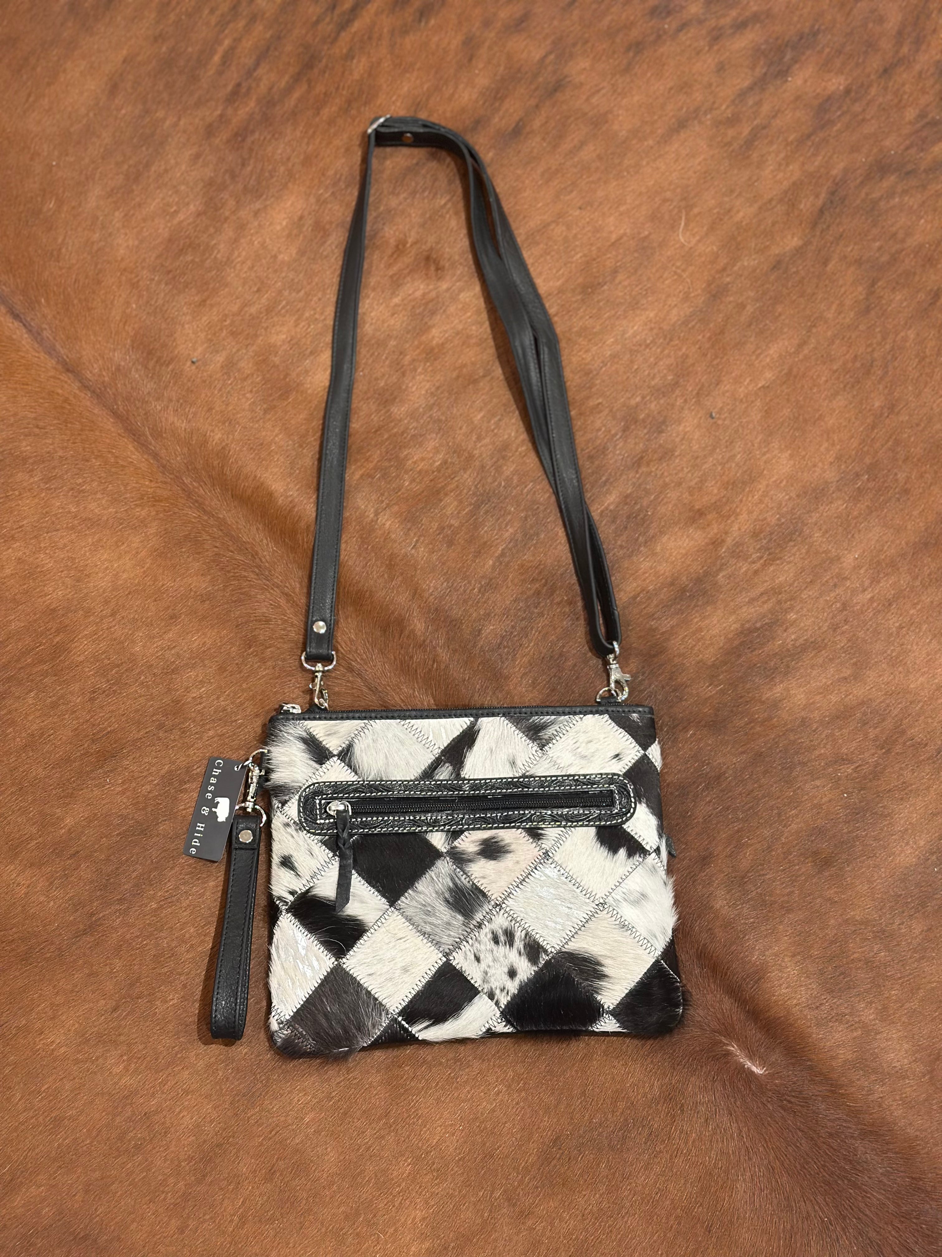Patchwork cowhide Sling Bag