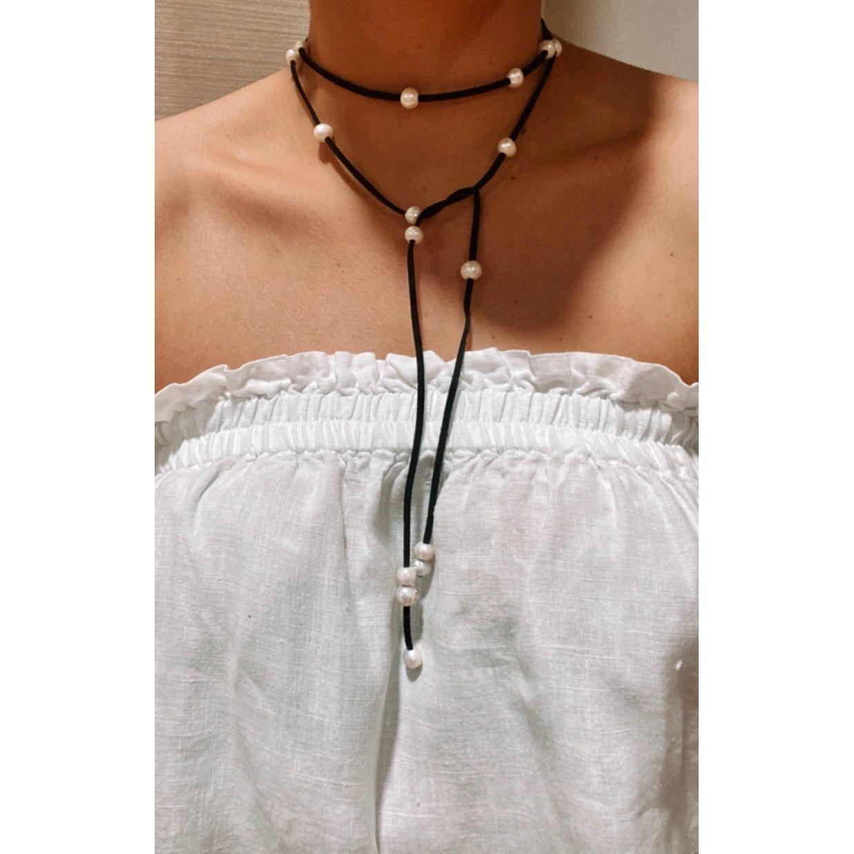 Pearl Lariat black suede