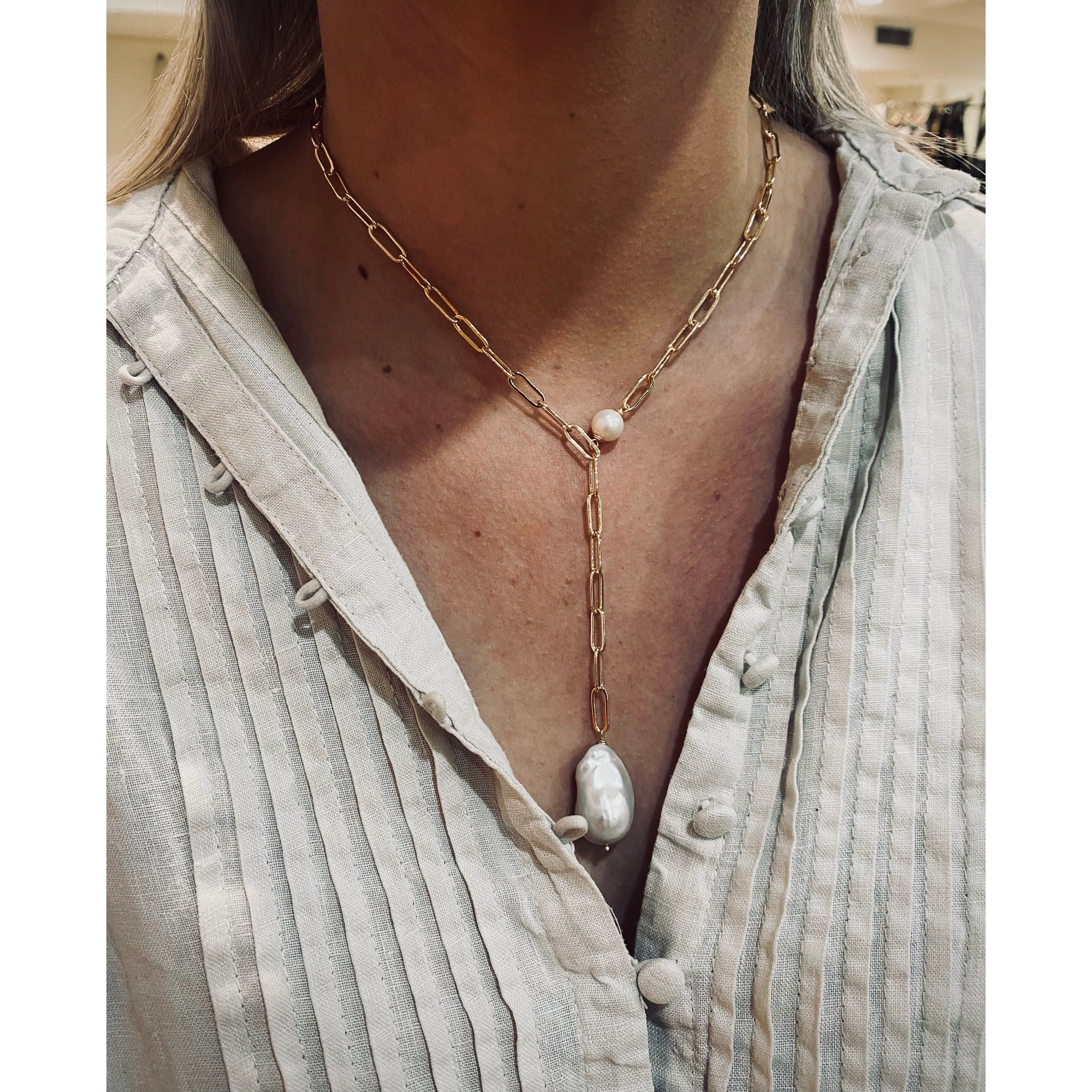 Freshwater and Baroque Pearls on Gold Chain