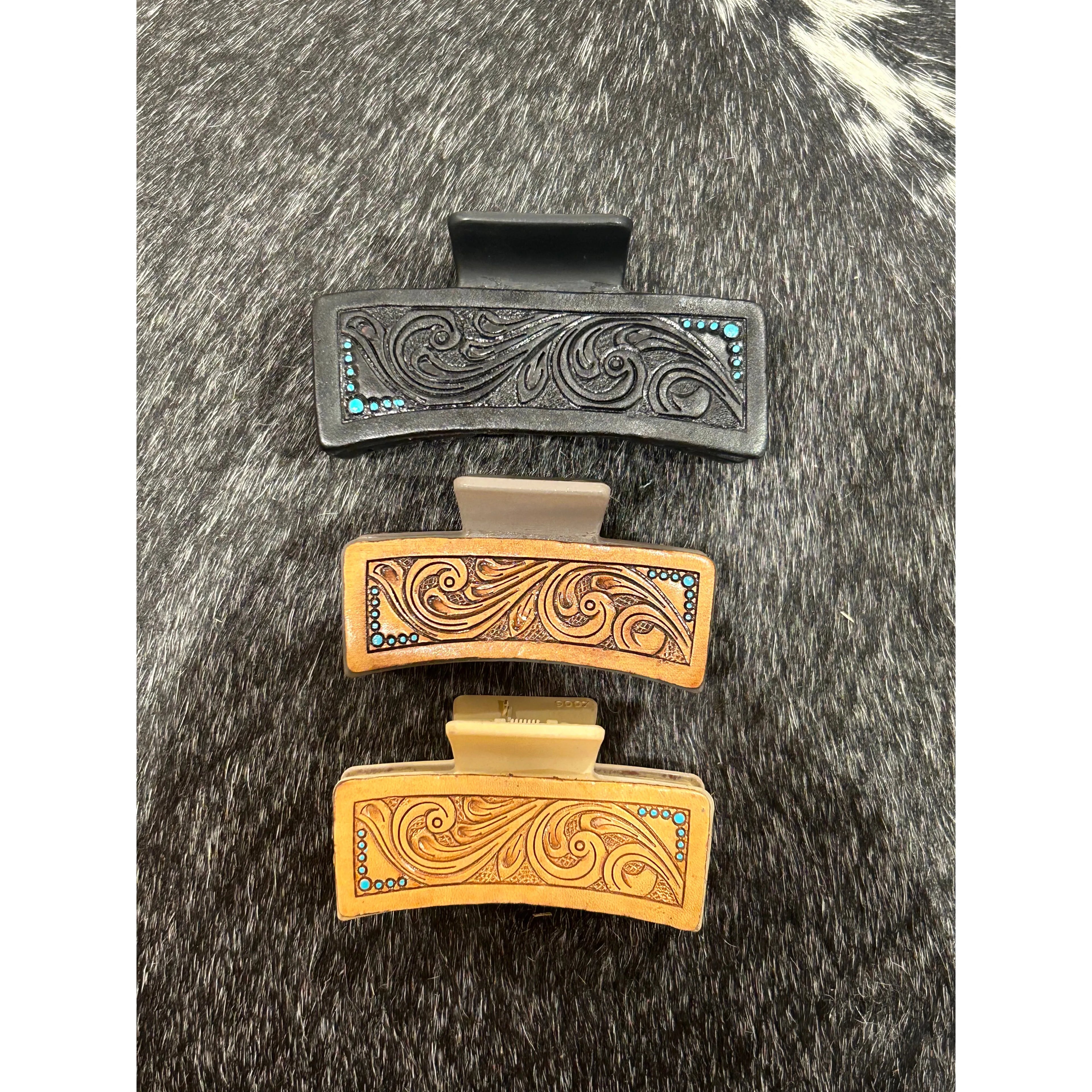 Tooling Leather Hair Clip