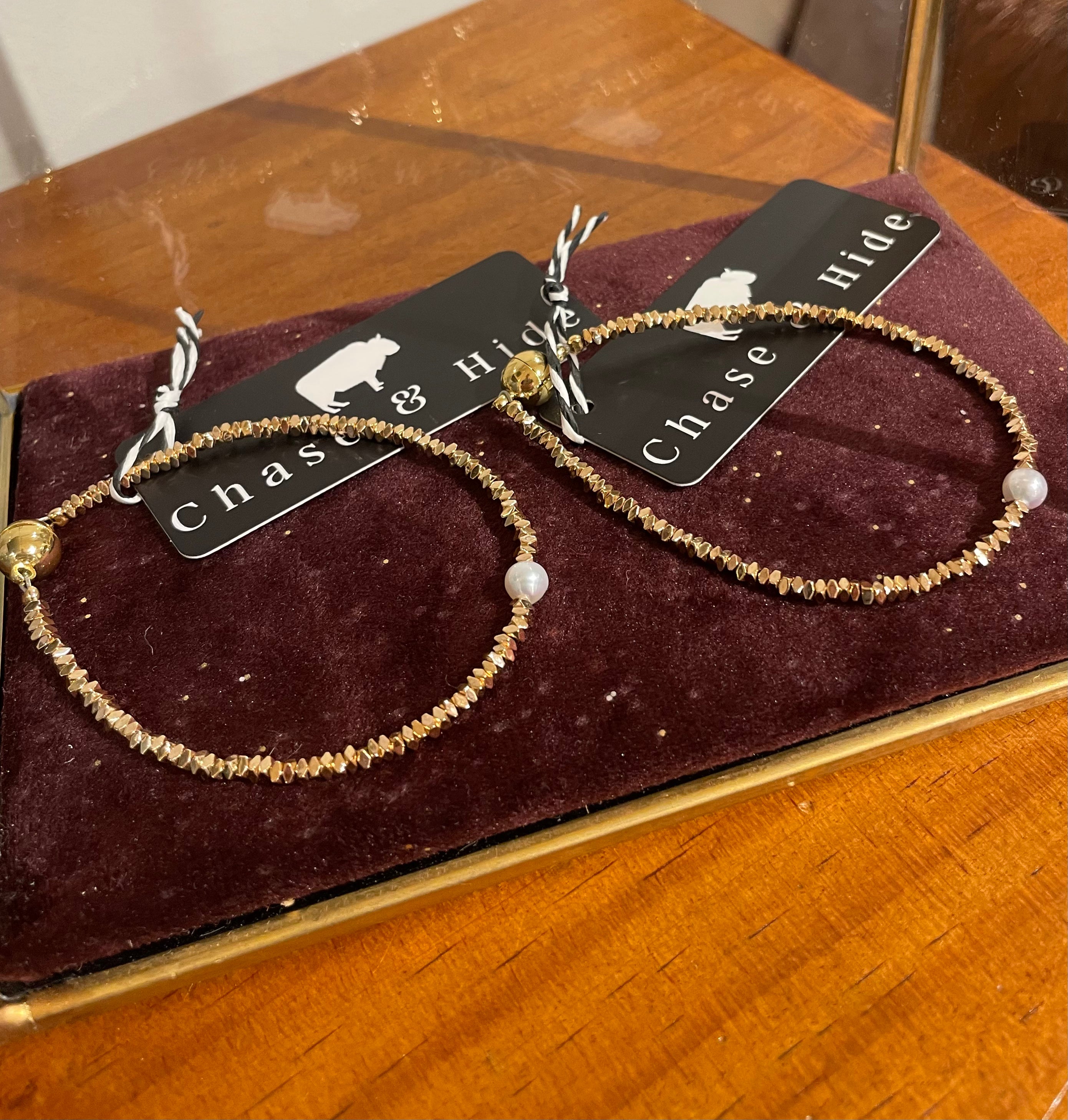 Electroplated bead and pearl bracelet