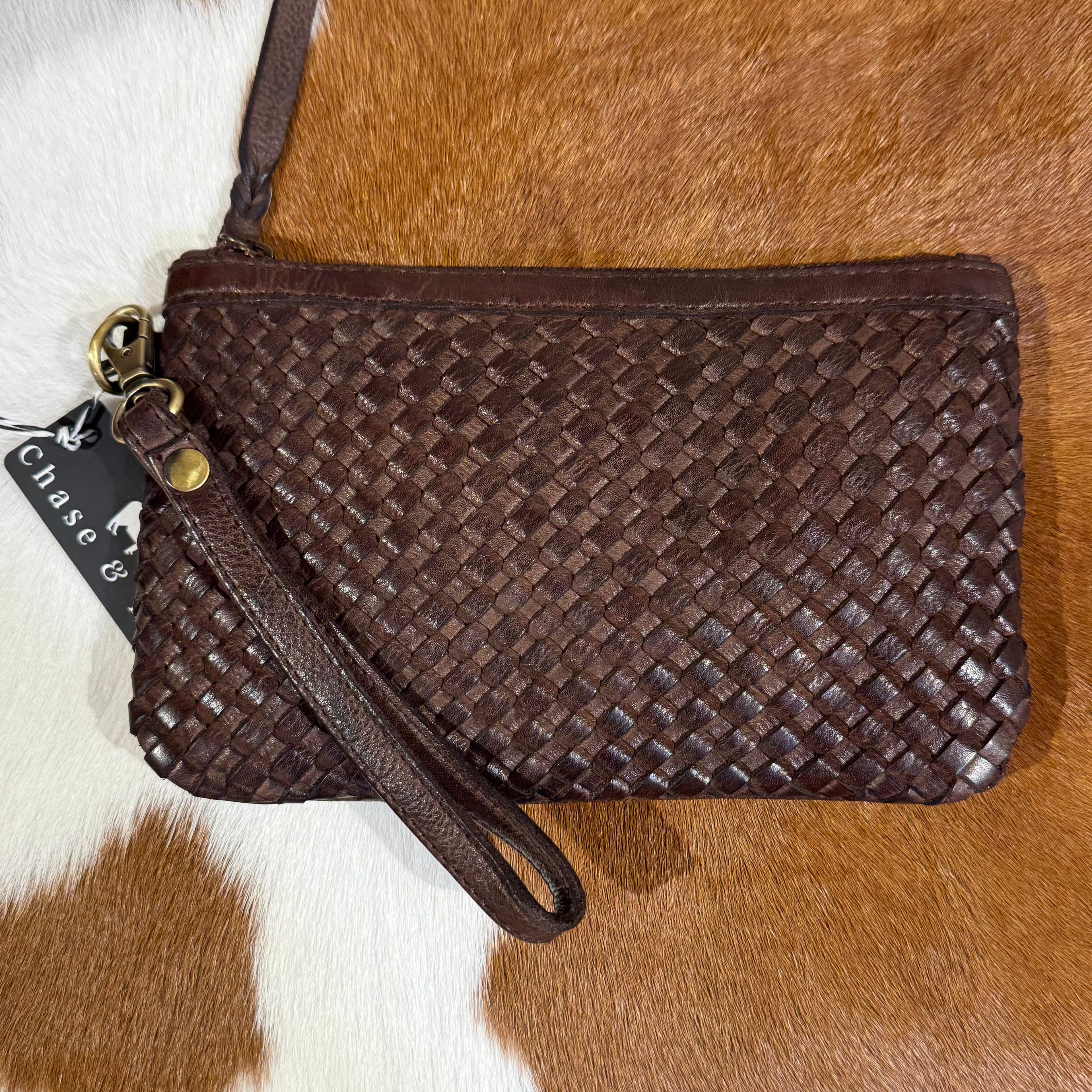 The Dingle Woven Leather Clutch