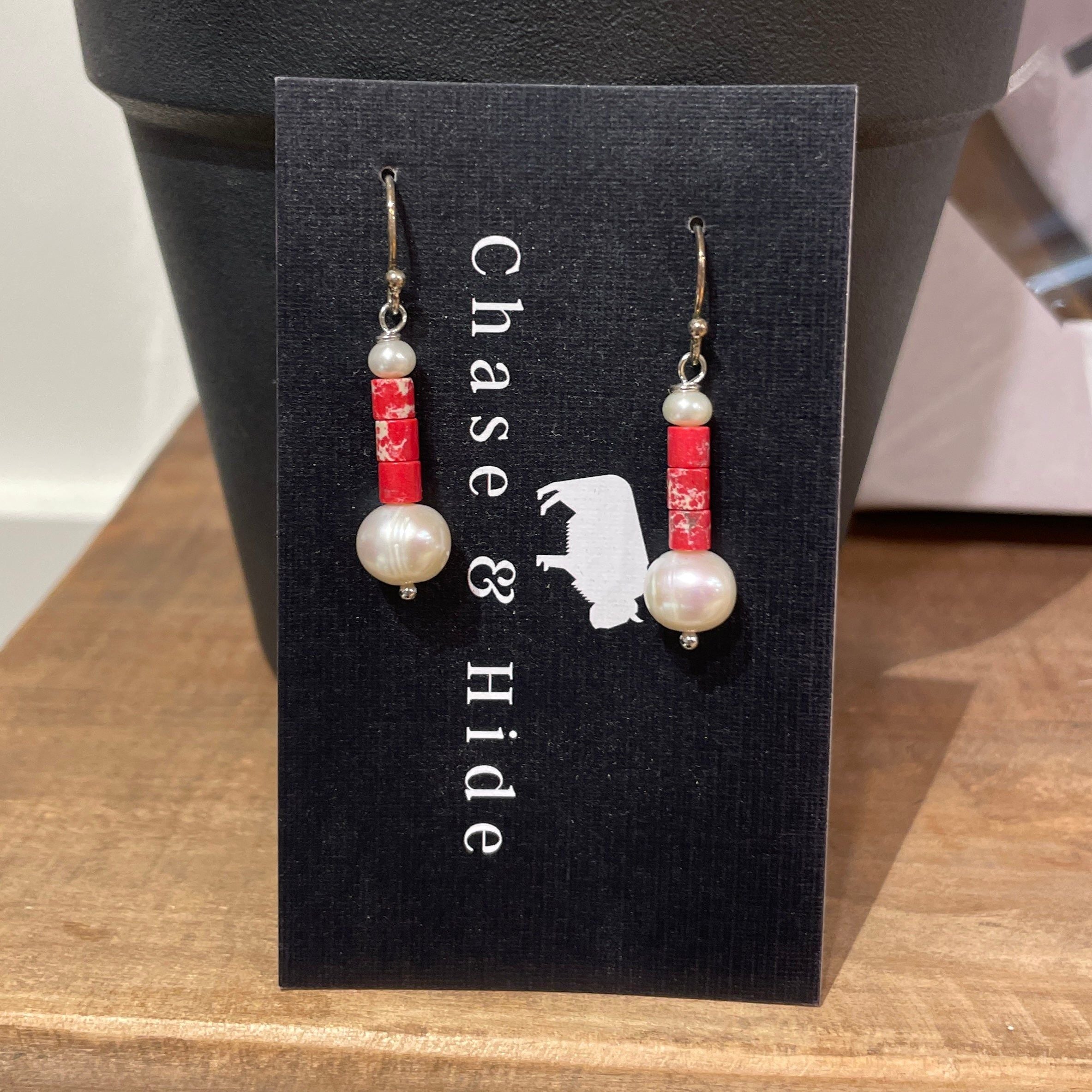 Red drop earrings