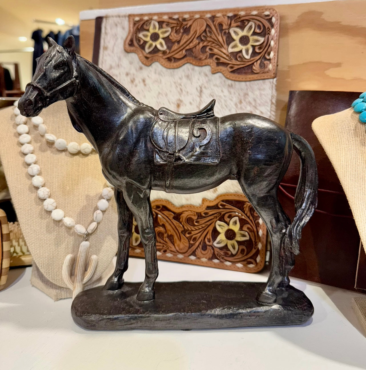 Saddled Racehorse Statue