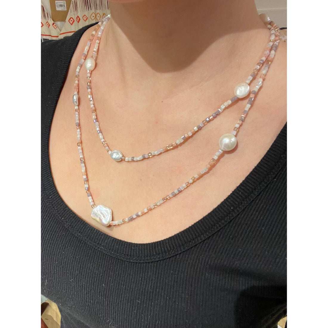 Freshwater Pearl and Faceted Crystal Necklace