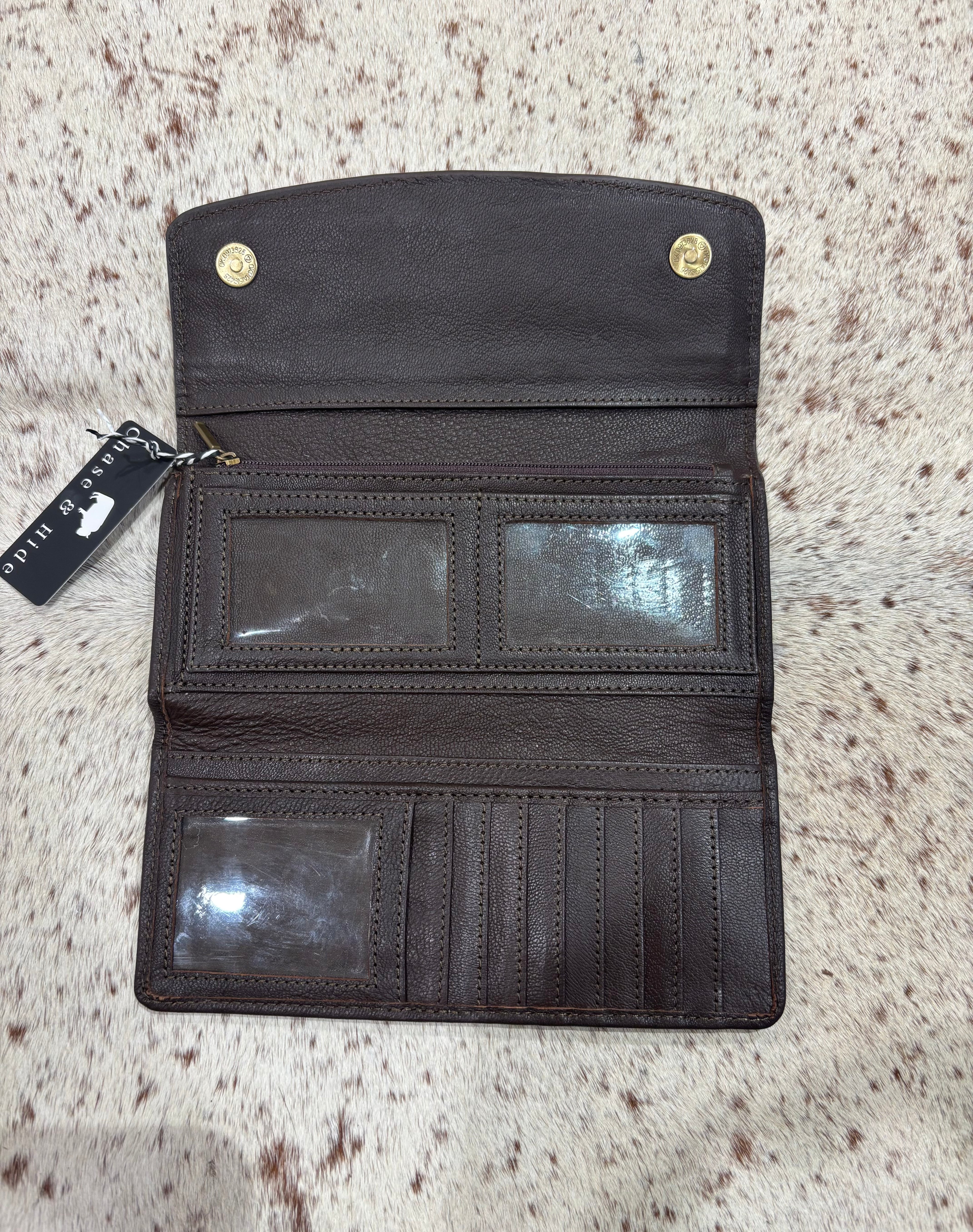 Tooled and Cowhide Leather Wallet