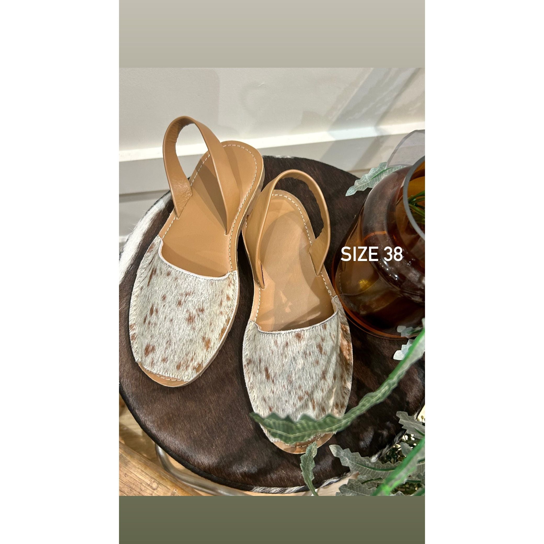Tan Cowhide Shoes Sling Back