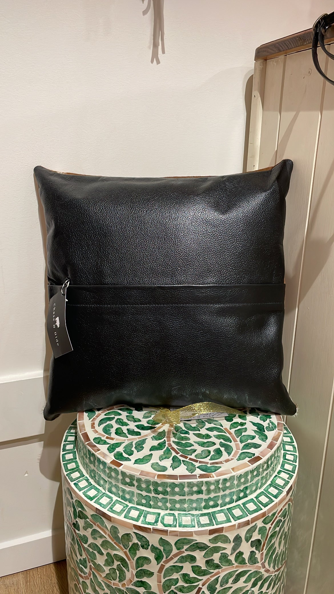 Hide and leather Cushion
