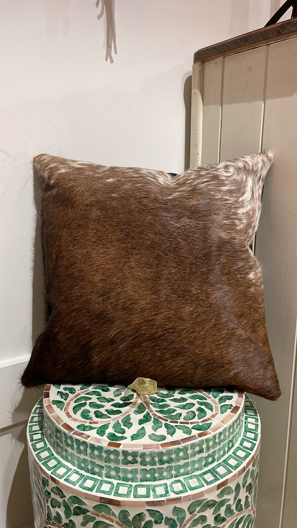 Hide and leather Cushion