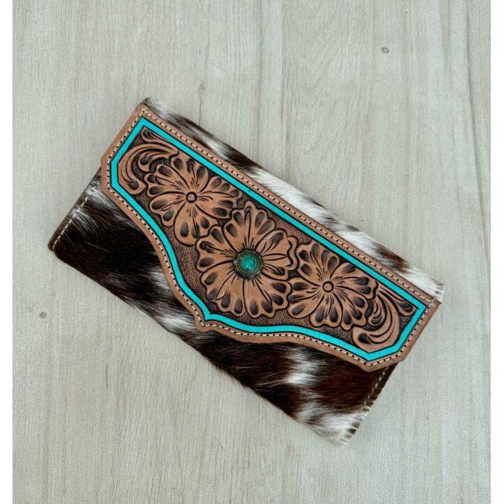 Hand Painted Tooling Leather Trifold Wallet – AW30