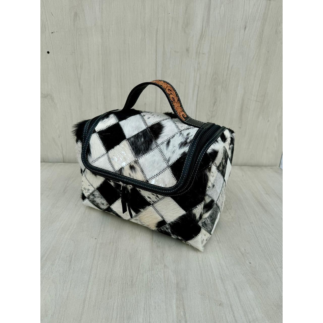 Patchwork Cowhide and Tooling Leather Toiletries Bag – AT66