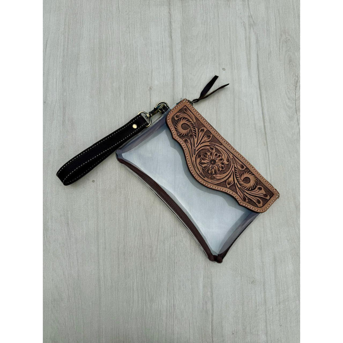 Tooling Leather and Clear Plastic Clutch –