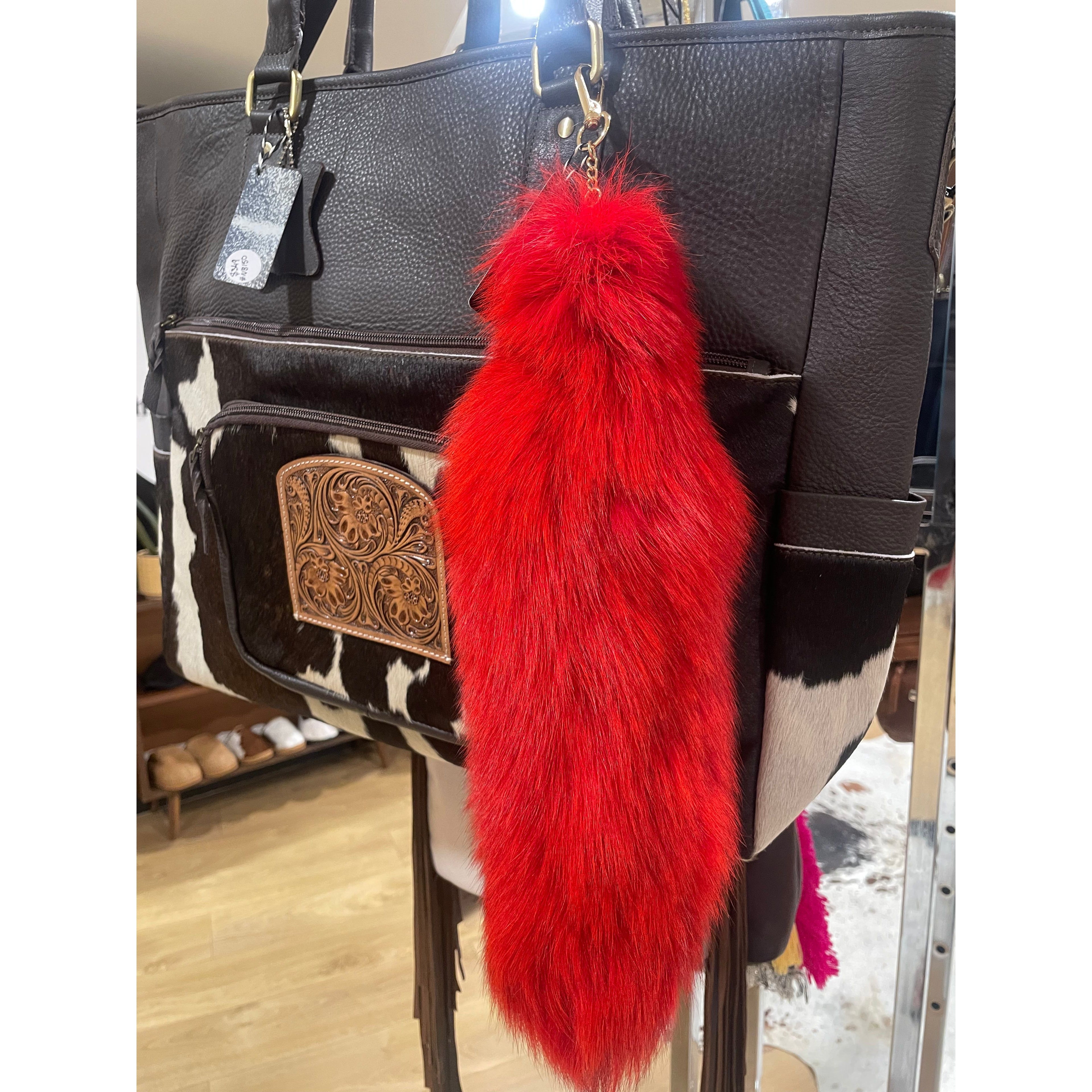 Red Fox Tail Keyring / keychain