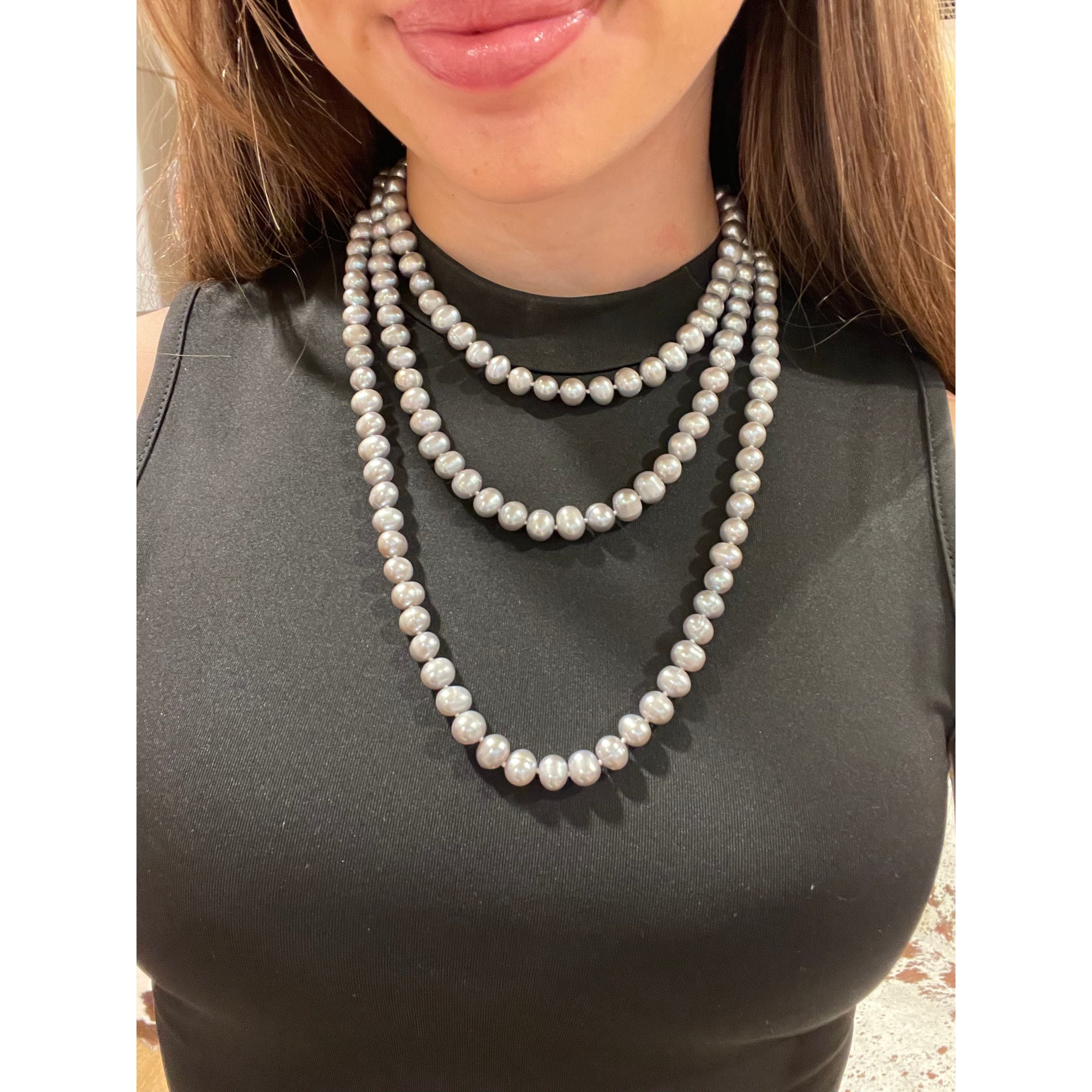 Grey Freshwater String of Pearls