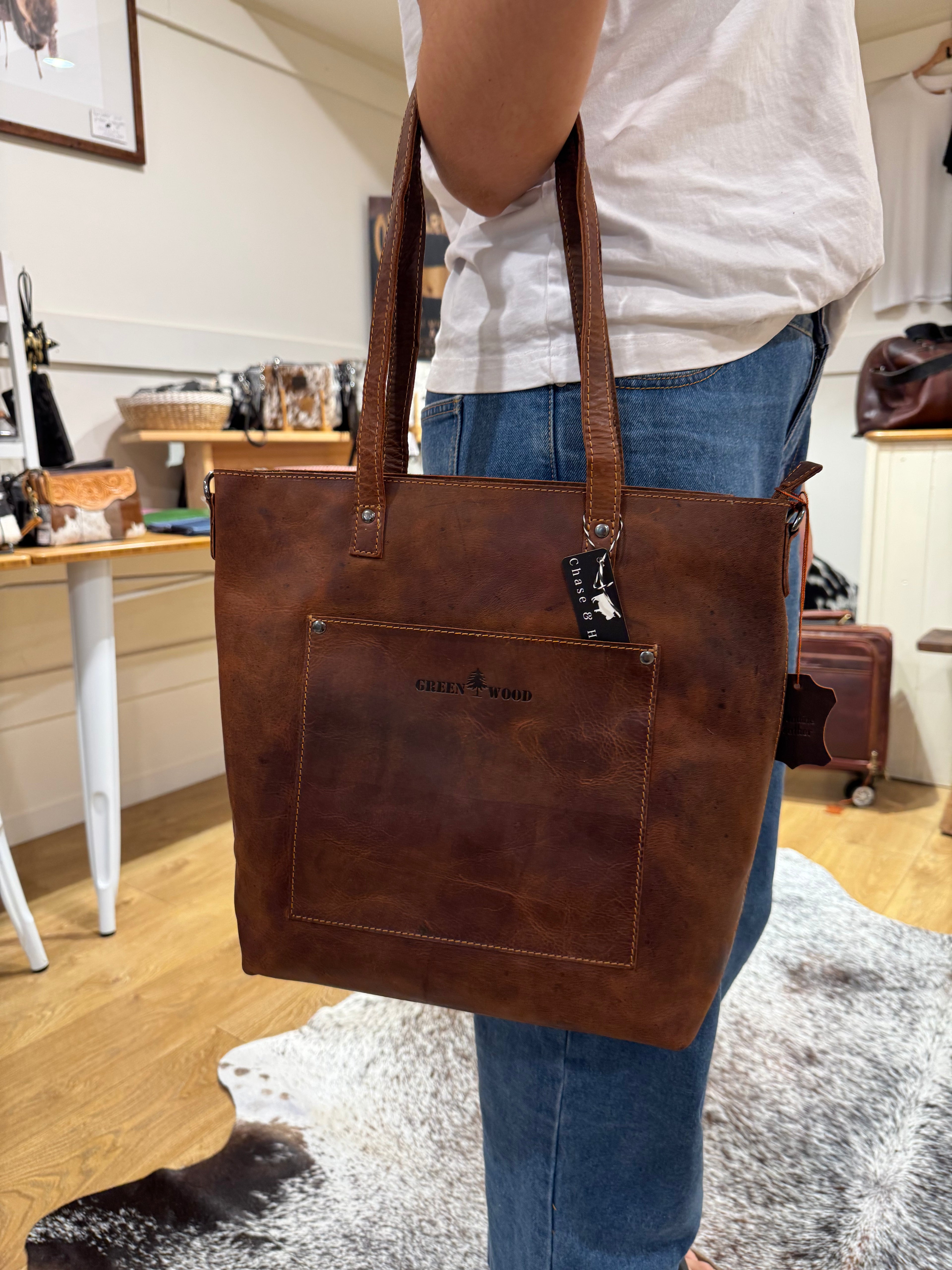 Sandel leather tote